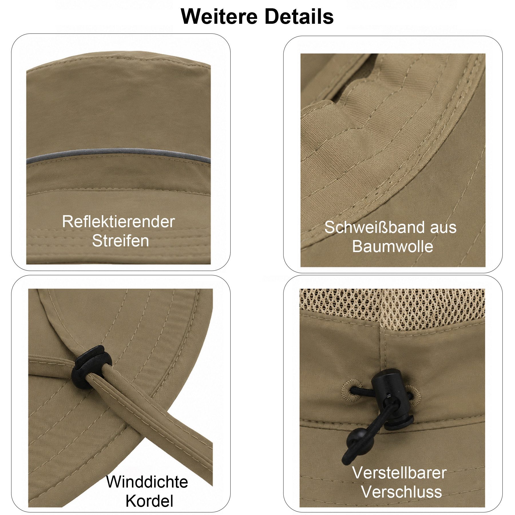 Mutig Sonnenhut UPF 50 Sonnenhüte mit breiter Krempe, UV-Schutz,Safari-Hut,Sommer-Mesh (Sonnenhut Herren Damen Gartenhut zum Angeln, Wandern, Boonie-Hüte, Breiter, Outdoor, mit Kinnriemen, wasserdicht, Krempe, atmungsaktiv) für Outdoor-Abenteuer, Wandern, Angeln, Safari, leicht verstaubar