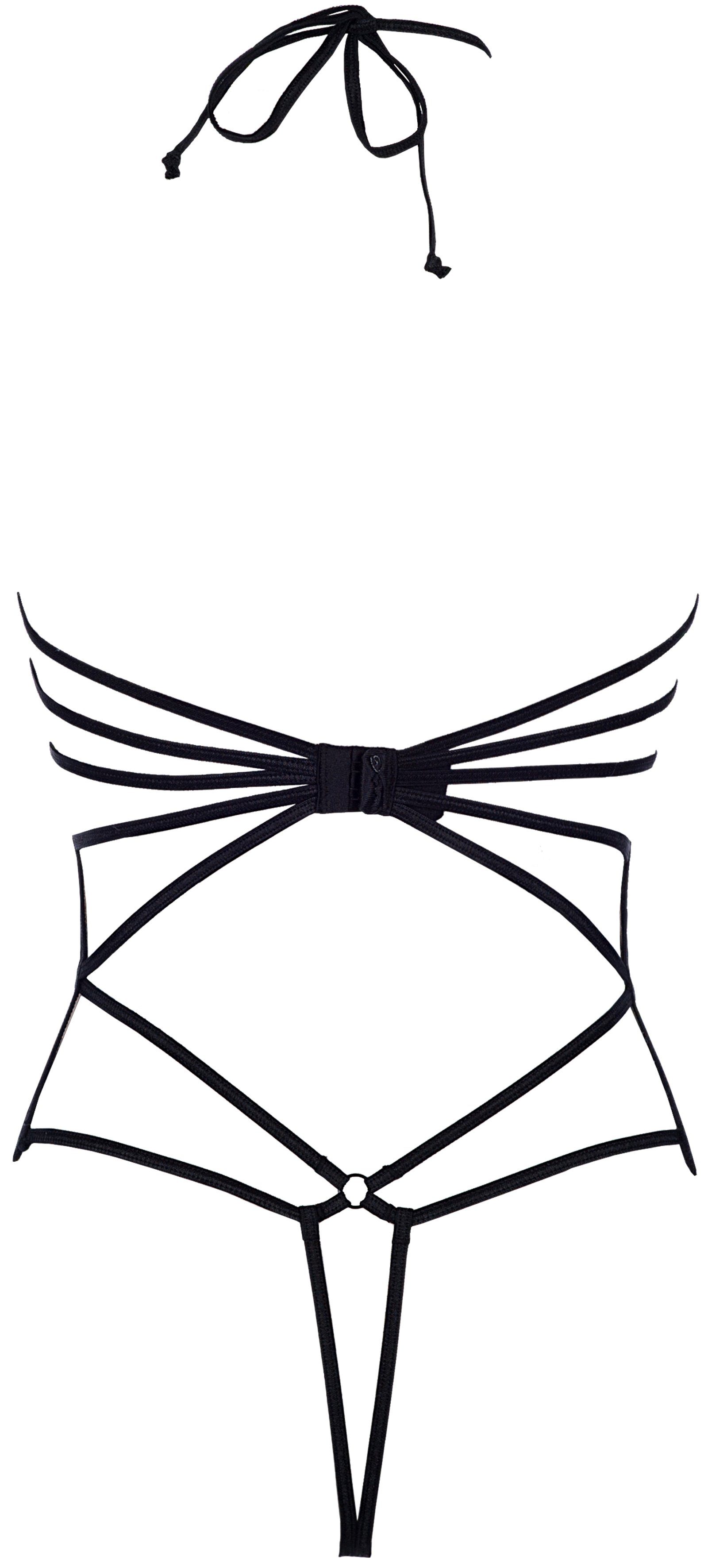 Axami Body Body in beige-schwarz mit Spitze transparent rückenfrei