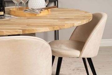 ebuy24 Essgruppe Cirebon140 Essgruppe Esstisch Teak und 4 Velvet Es, (5-tlg)