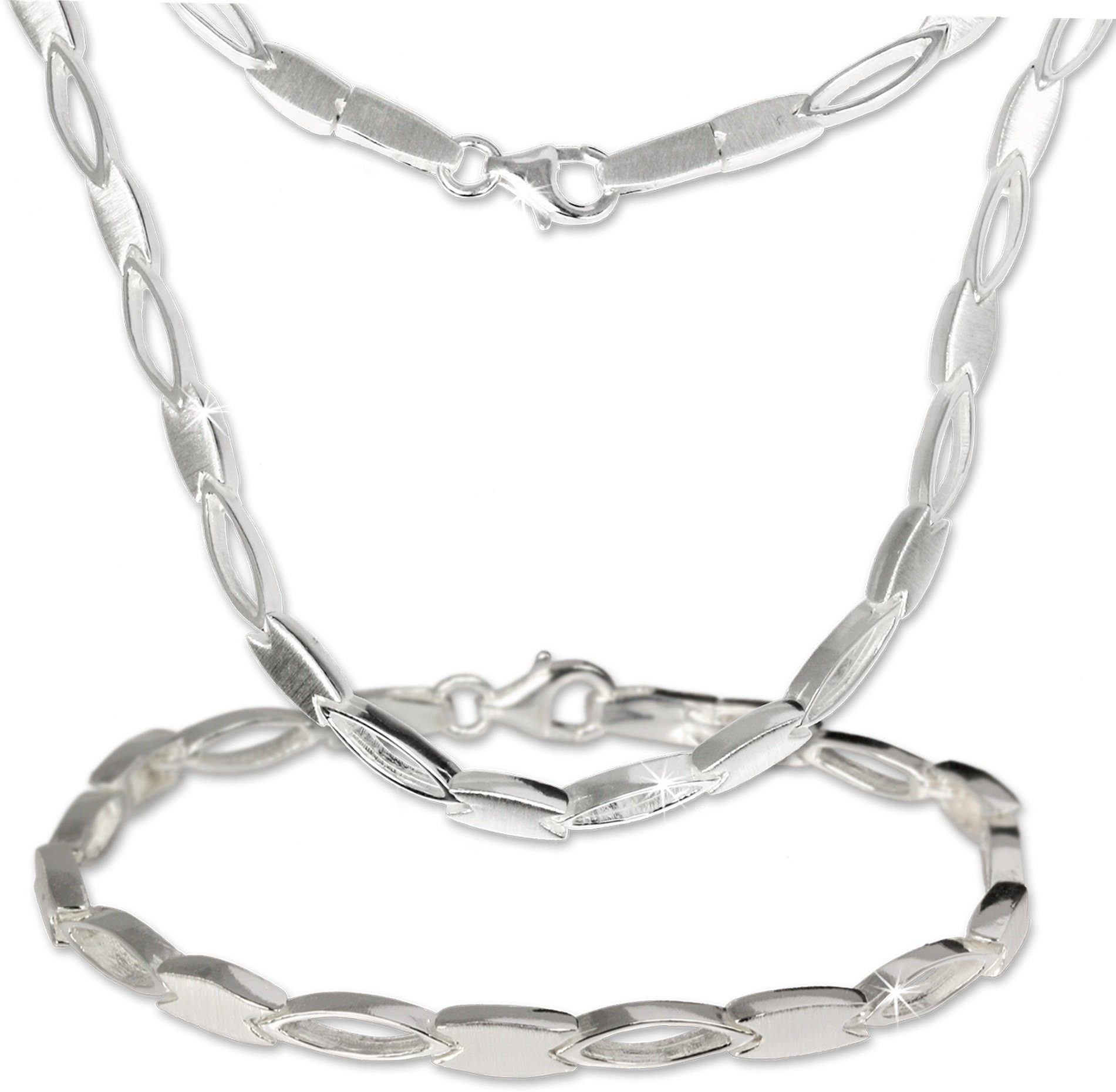 SilberDream Schmuckset SilberDream Collier & Armband matt oval (2-tlg., Sch günstig online kaufen