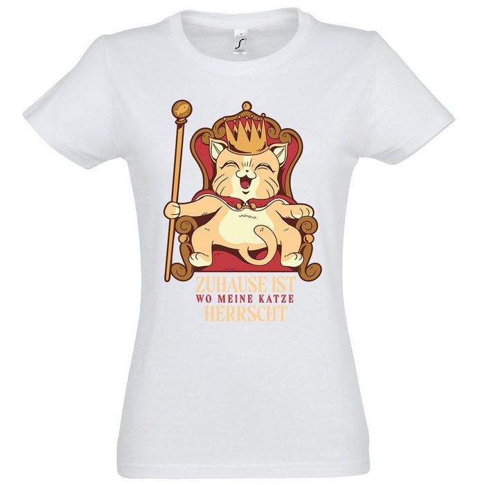Youth Designz T-Shirt Meine Katze Herrscht Zuhause Damen T-Shirt mit lustigem Frontprint
