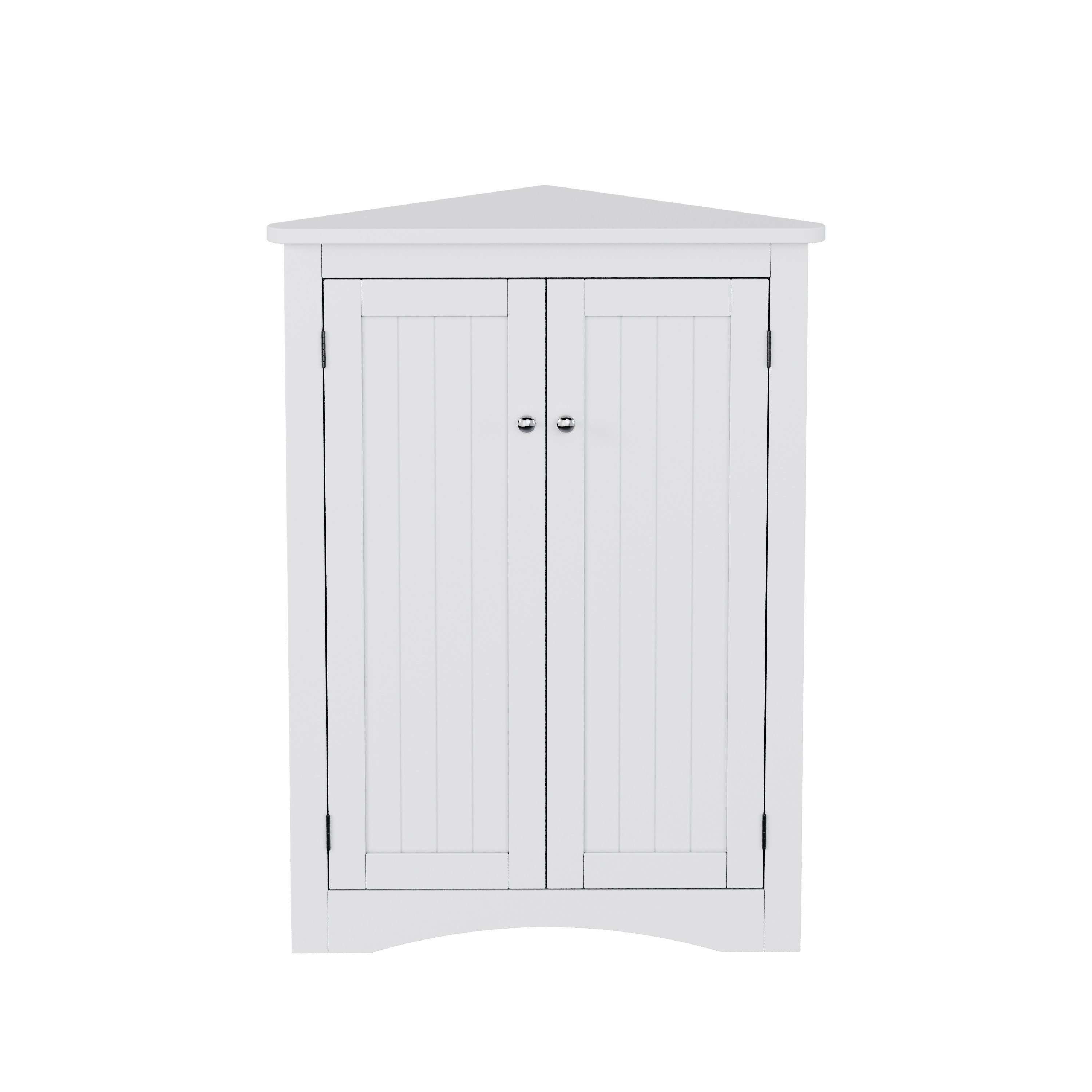 Flieks Eckschrank (1-St., B61,5xT34,5xH80 cm) Badkommode Mehrzweckschrank Eckkommode mit 3 Fächern Weiß