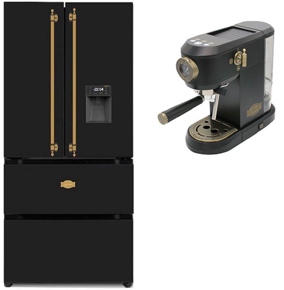 Kaiser Küchengeräte Side-by-Side KS 80425 Em, 83.6 cm breit, Retro Kühlschrank, No Frost 506 L+Kaffeemaschine,19 bar