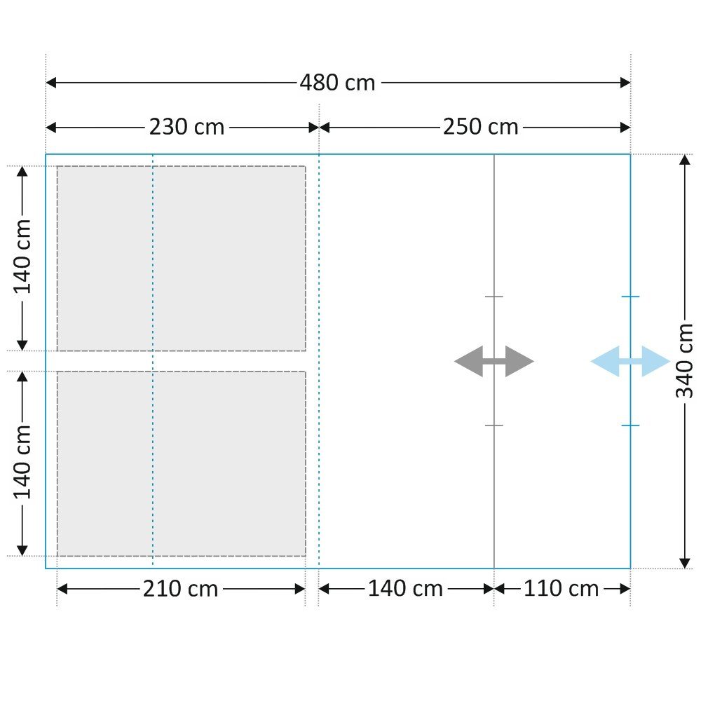 mm 4 CampFeuer 5000 / Personen, Personen: Blau für Wassersäule, Tunnelzelt 4 Zelt Multi Hellbau,