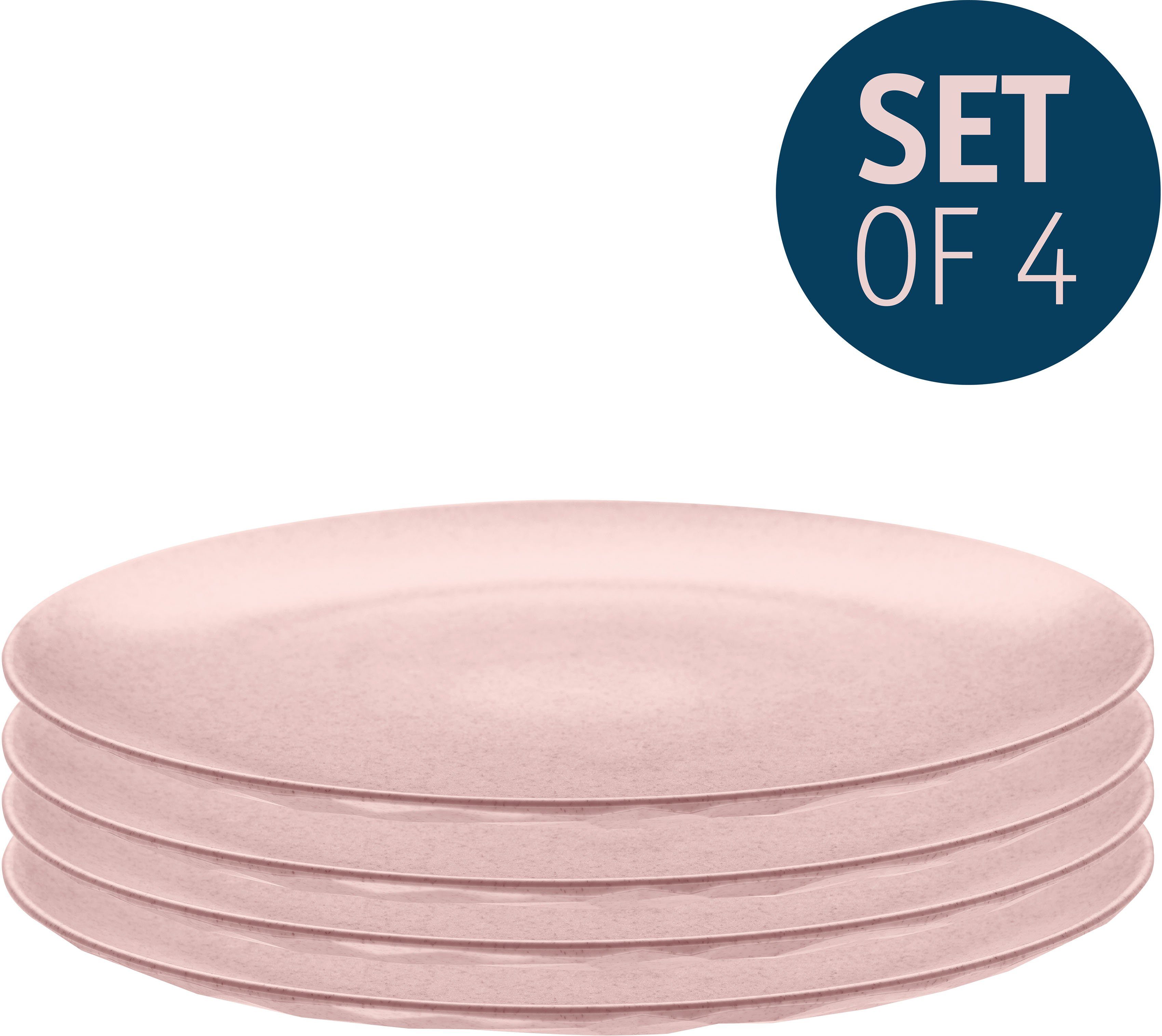 KOZIOL Speiseteller CLUB PLATE, CO2 cm (4 Kunststoff, Produktion, 26 neutrale Ø rosa St), recycelbar