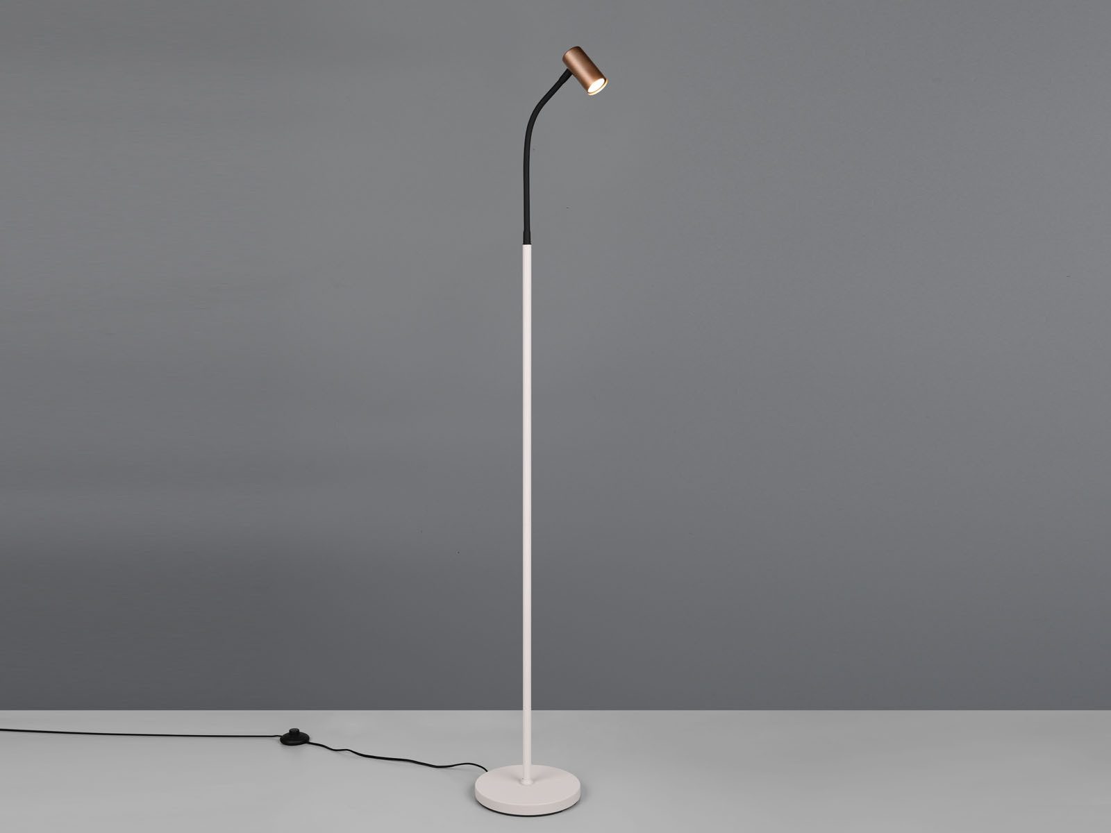 Reality Leuchten LED Leselampe Spot flexibel biegsam, Höhe 133,5cm, Leuchtmittel dimmbar, LED wechselbar, Warmweiß, schmal-e Stehlampe dimmbar, kleine Leseleuchte mit GU10 LED