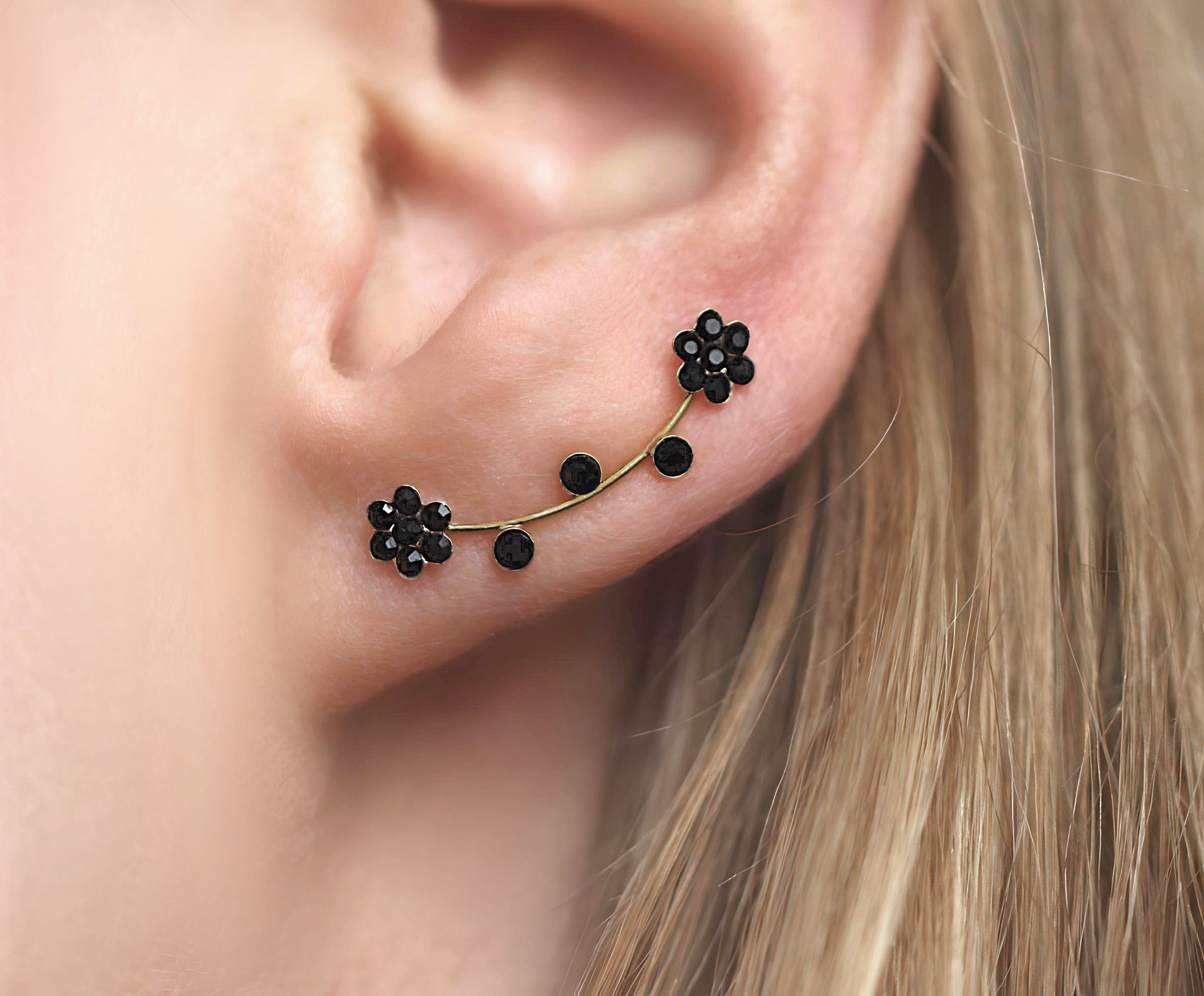 Villa Sorgenfrei Schmuckmanufaktur Ohrklemmen-Set Blüten Ohrkletterer Gold günstig online kaufen