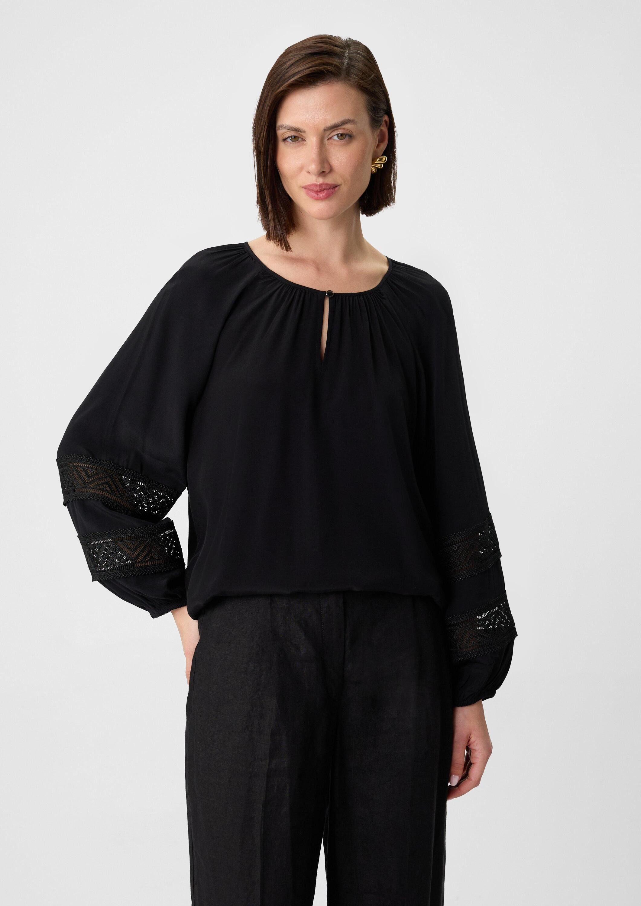 comma Langarmbluse Bluse Bluse aus Crêpe-Chiffon günstig online kaufen