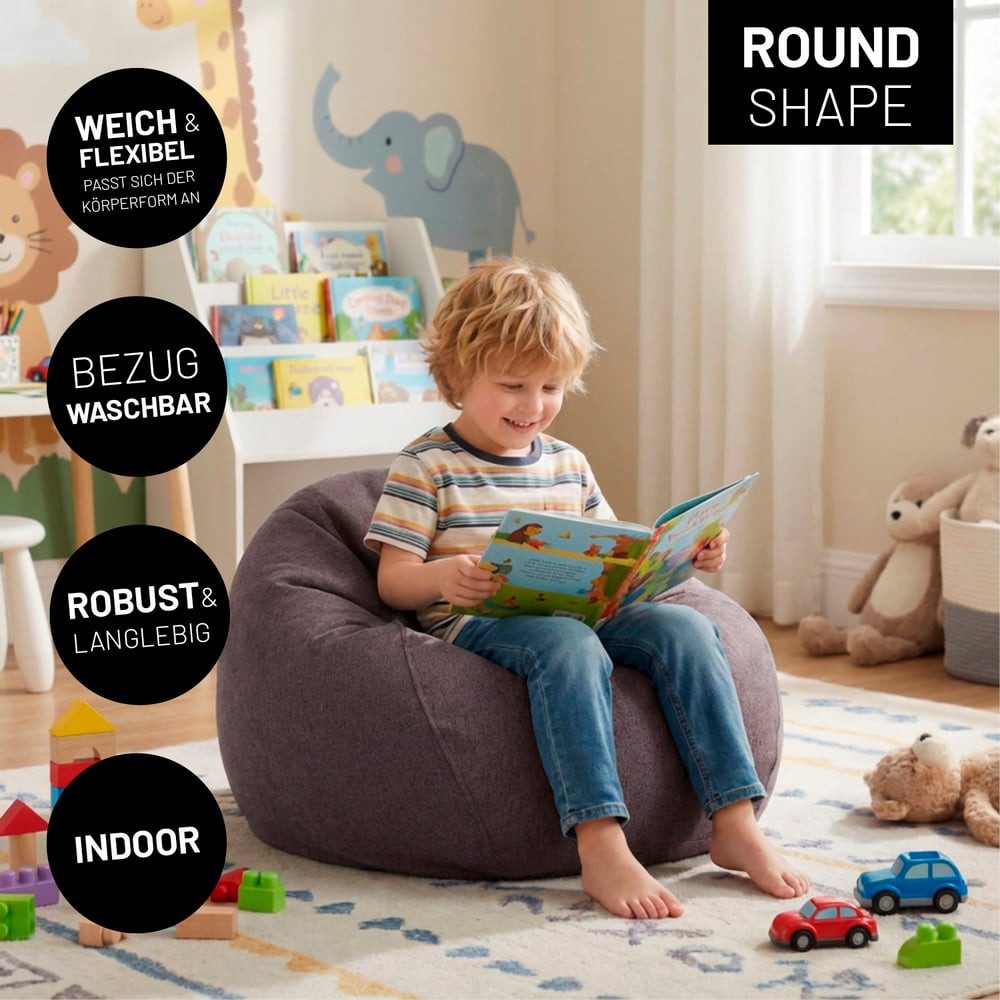 Lumaland Sitzsack LUMALAND Comfort Line Sitzsack M, 120 L - bequemer Indoor Sofa Sessel, Pouf separat erhältlich - Bean Bag mit Füllung - XXL Lounge Sitzkissen
