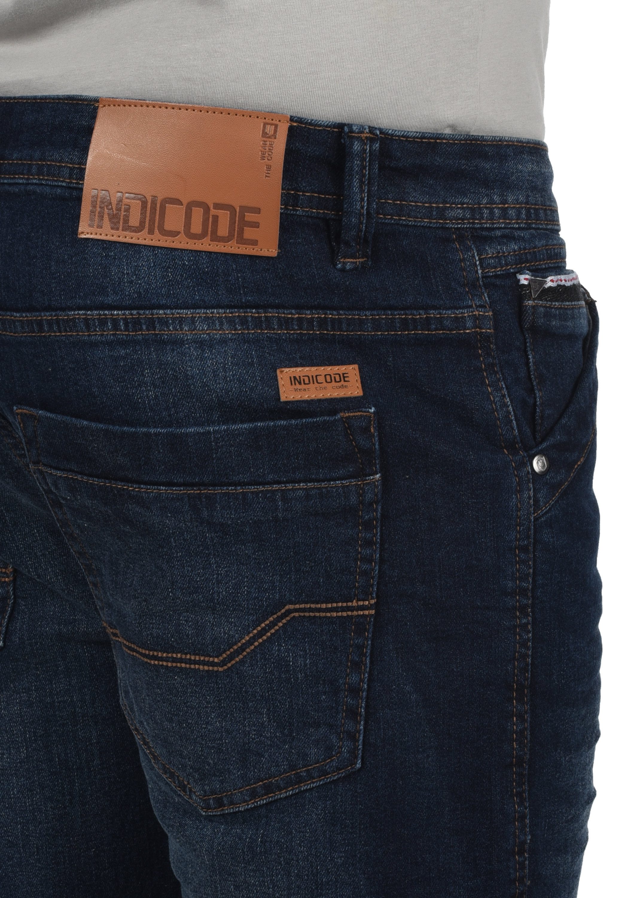 Indicode Jeansshorts IDAlessio Kurze Hose im Knitterfalten-Look