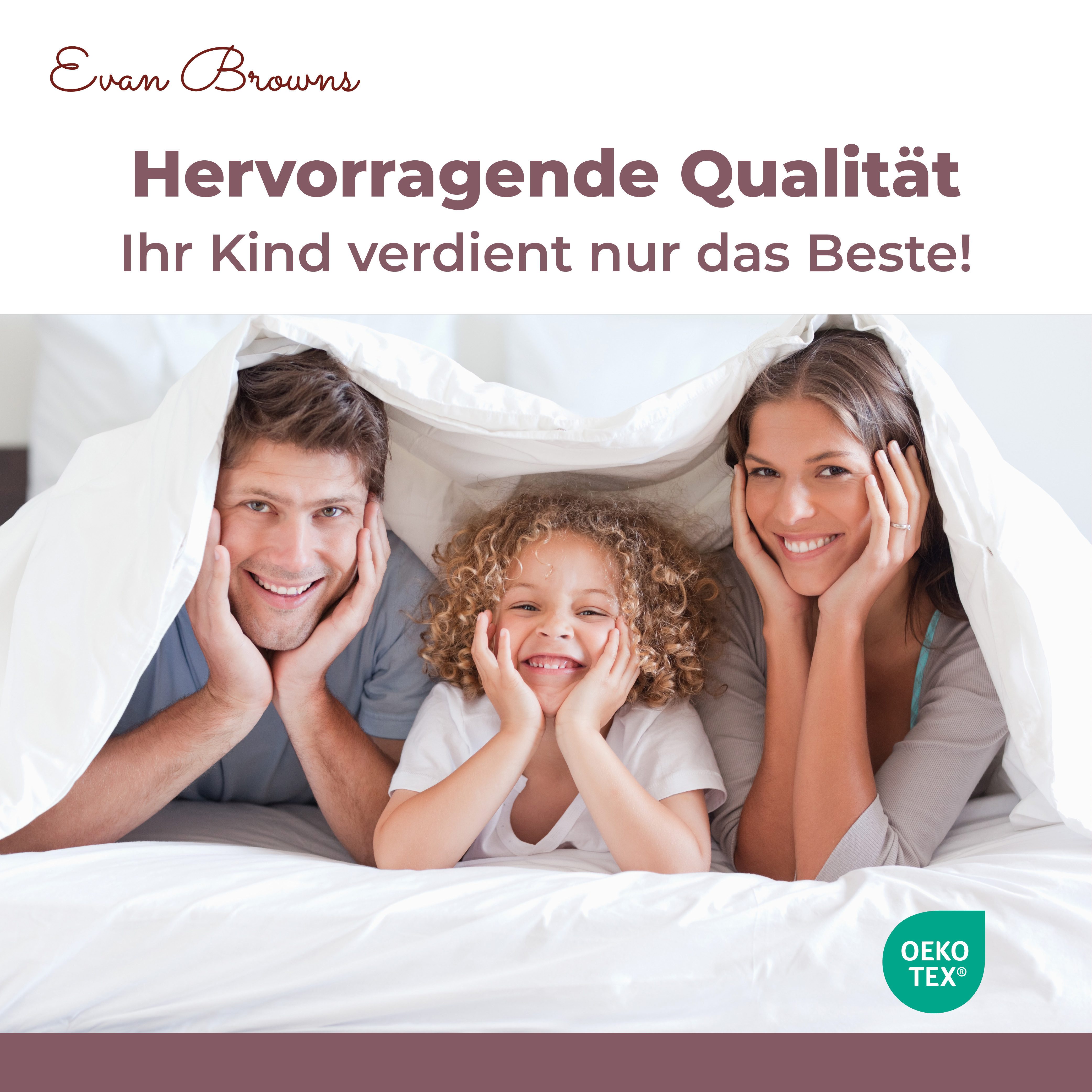 EVAN BROWNS Bettdecke + Kopfkissen EVAN BROWNS® Bettenset für Baby oder Kinder, bis zu 90°C waschbar, trocknergeeignet, hypoallergene Füllung