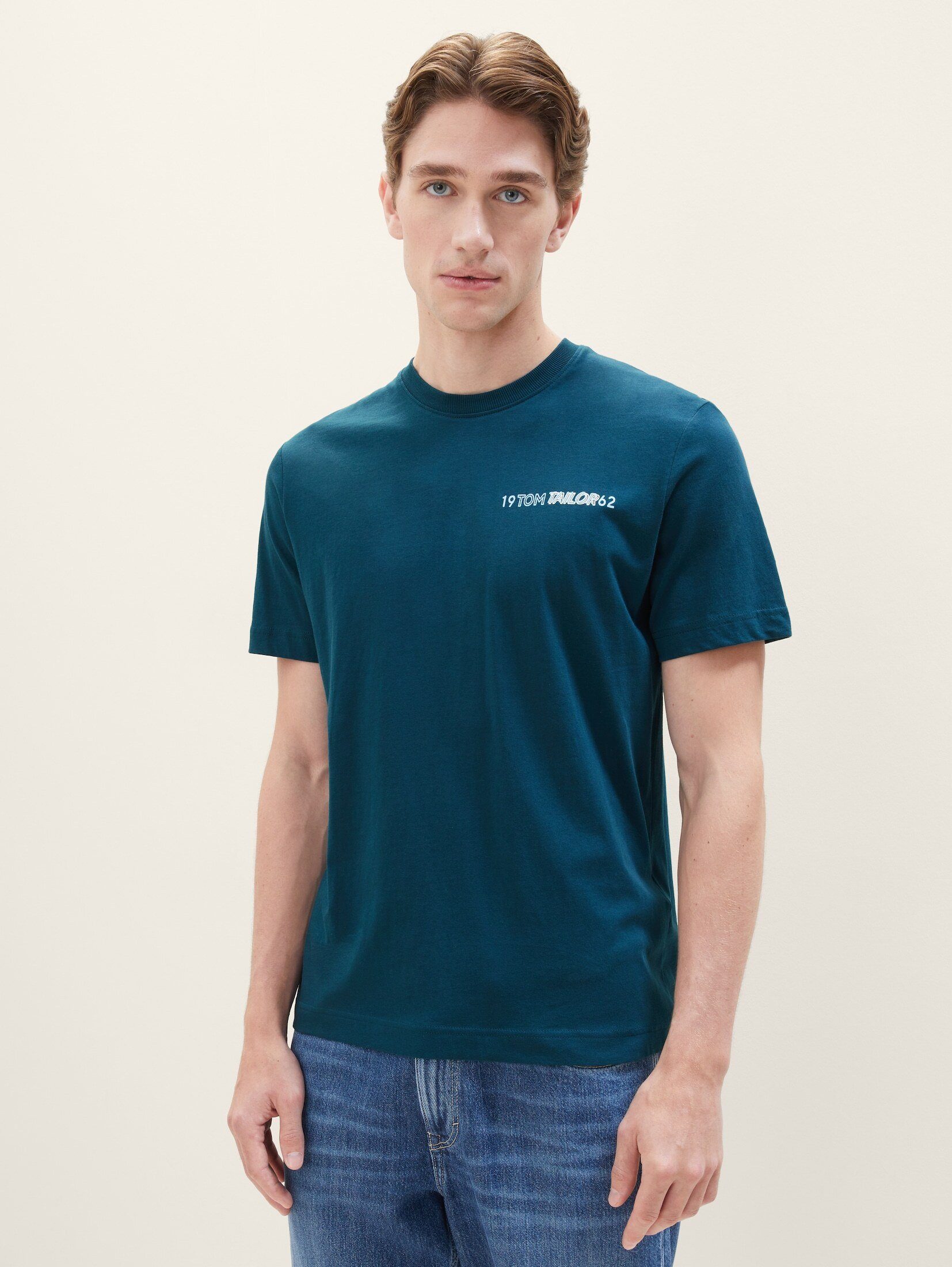 TAILOR T-Shirt pond T-Shirt Print deep mit green TOM