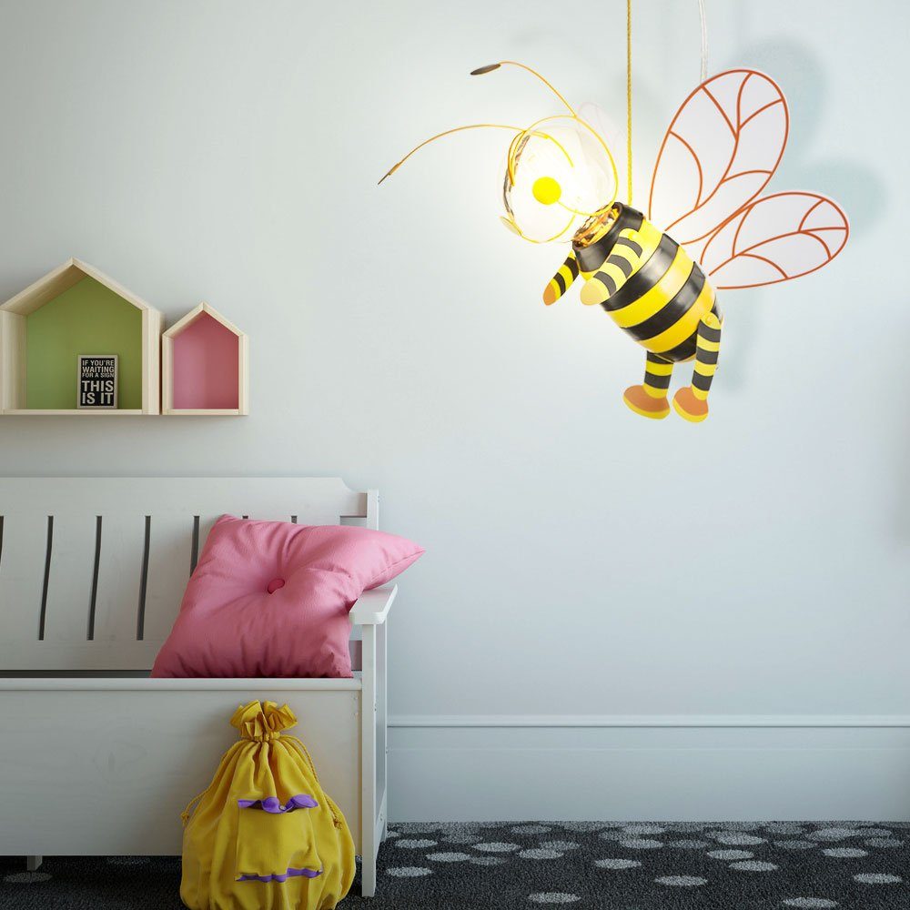 GLOBO LIGHTING Pendelleuchte, Leuchtmittel inklusive, Warmweiß, Kinderzimmerlampe Hängelampe Pendelleuchte Biene warmweiß LED H 120cm
