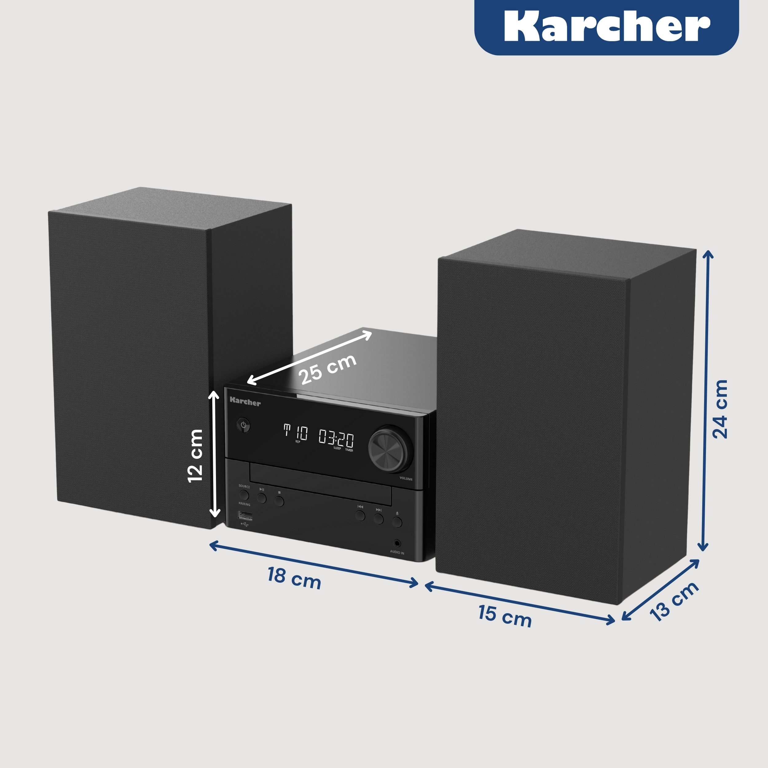 Karcher MC 6475D Stereoanlage (DAB+, FM, 20 W, CD Player, DAB+ / UKW Radio, Bluetooth, USB)