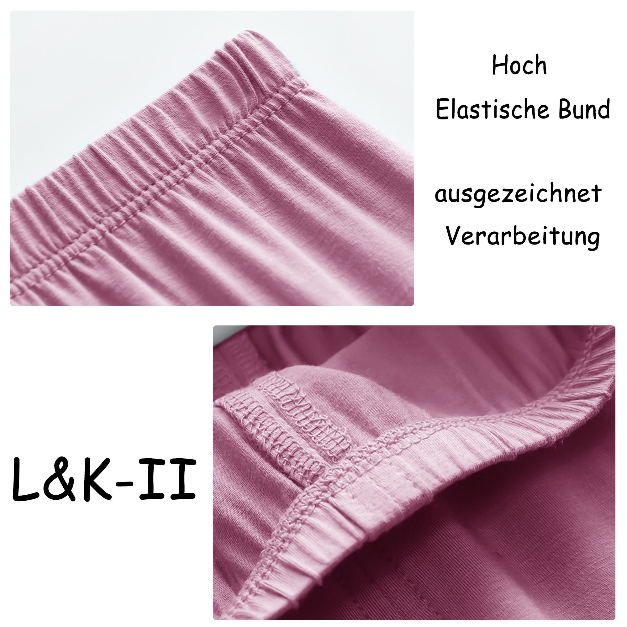 L&K-II 7/8-Leggings 2708-3er (3er-Pack) Basic Baumwolle aus Farbe Tanzhose Uni Mädchen Schwarz/Pink/Hellblau