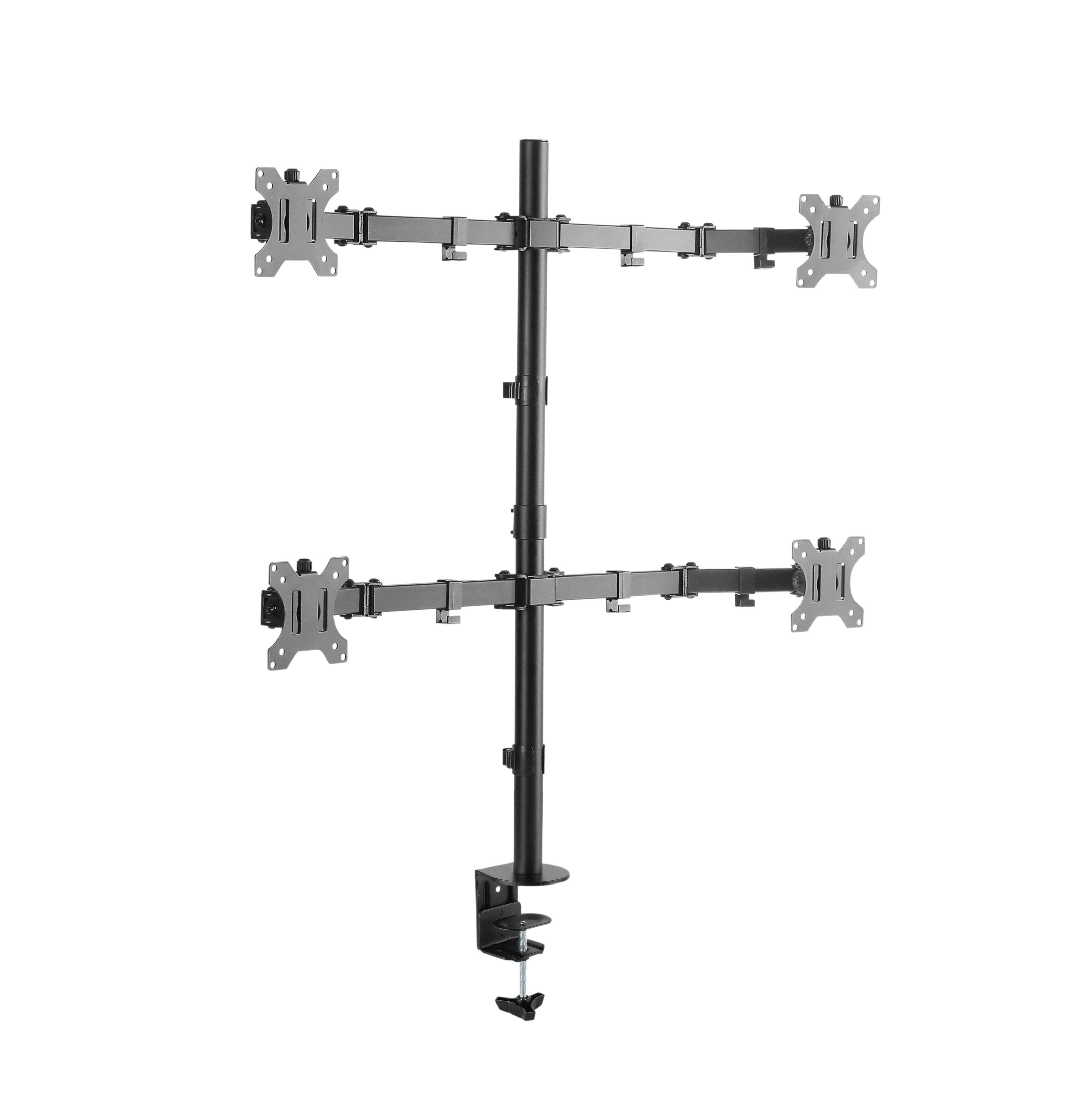 RICOO Monitor-Halterung Multi Monitor Tischhalterung 4 Monitore Bildschirmhalterung TS2811, (bis 32 Zoll, VESA 75x75 und 100x100, 1-tlg., 8 kg Belastbarkeitv, von 33-81 cm (13"-32) Bildschirm-Diagonale, Tischhalterung 4 Monitore Monitorständer Bildschirm Halter schwenkbar)