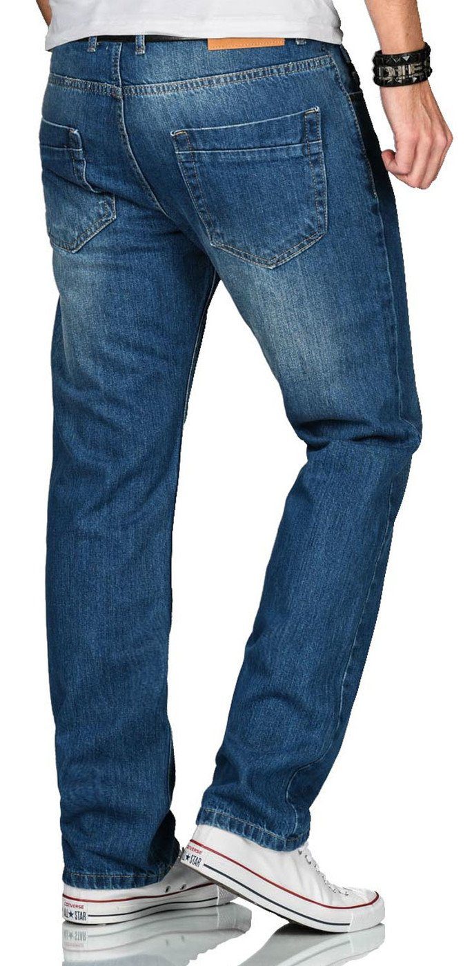 Alessandro Salvarini Straight-Jeans A. Salvarini Beppo Designer Herren Jeans Hose Basic Jeanshose Comfort mit geradem Bein