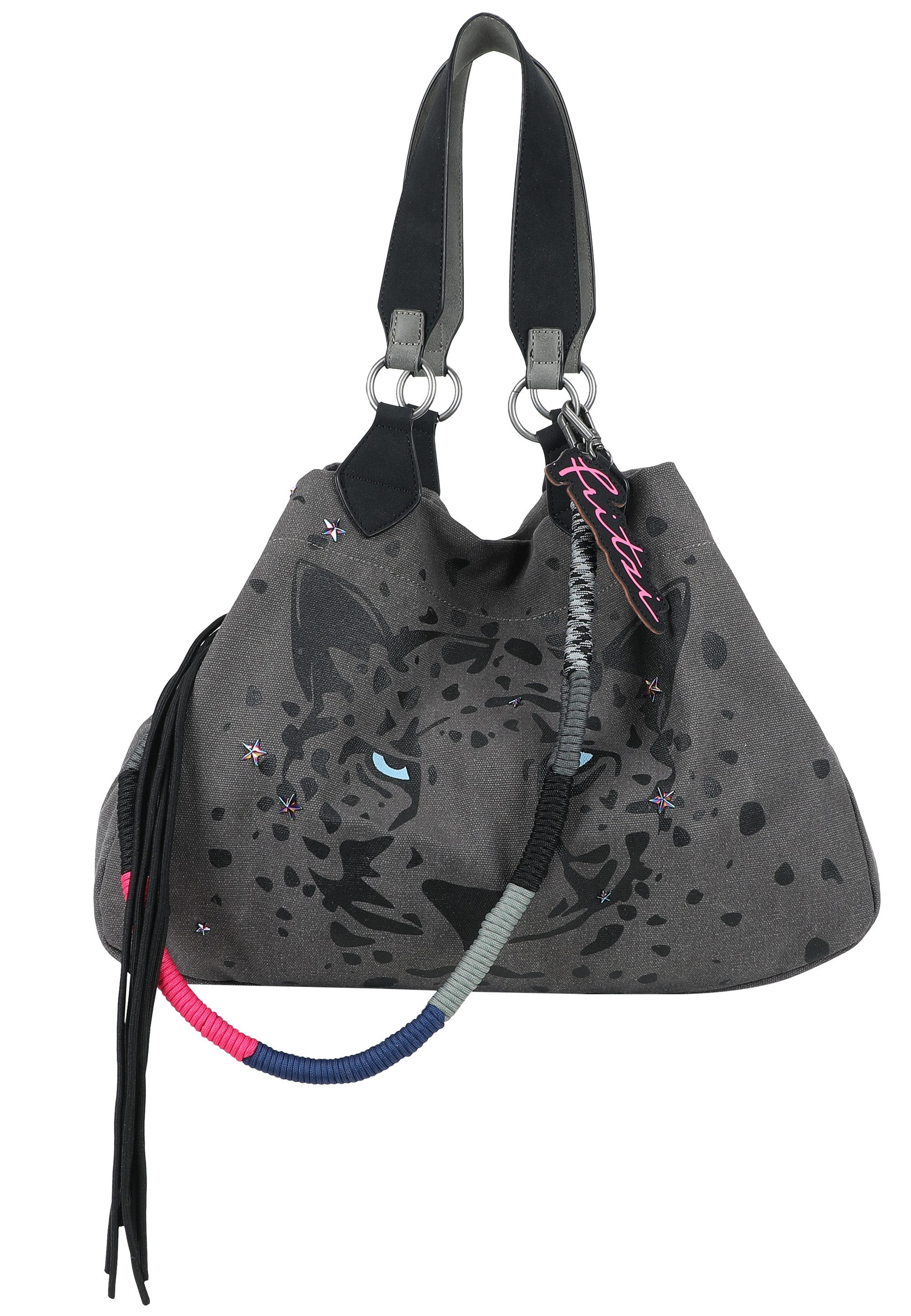 Fritzi aus Preußen Henkeltasche Izzy Limited Canvas Panther Spotty, mit abnehmbarer Kordelschnur