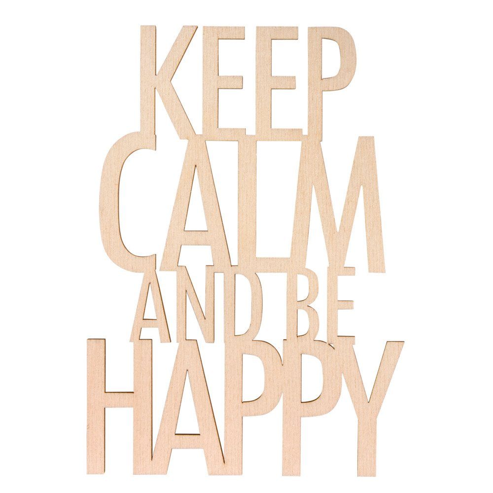 meinvipshop Deko-Schriftzug Holzschrift Keep Calm and be Happy 2er Set (Set, 2 St., 2er Set)