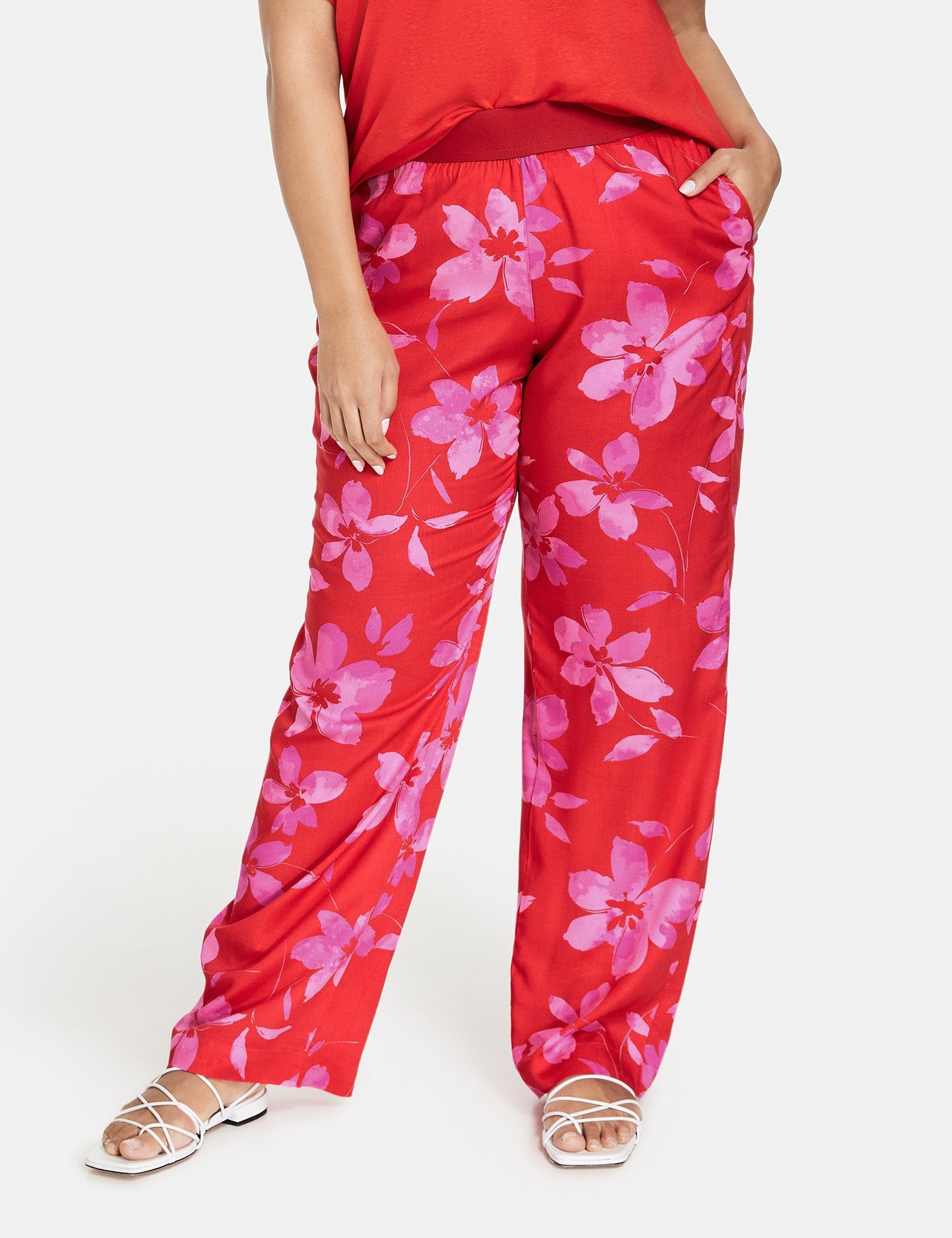 Samoon Stoffhose Palazzohose mit Flower Print Carlotta