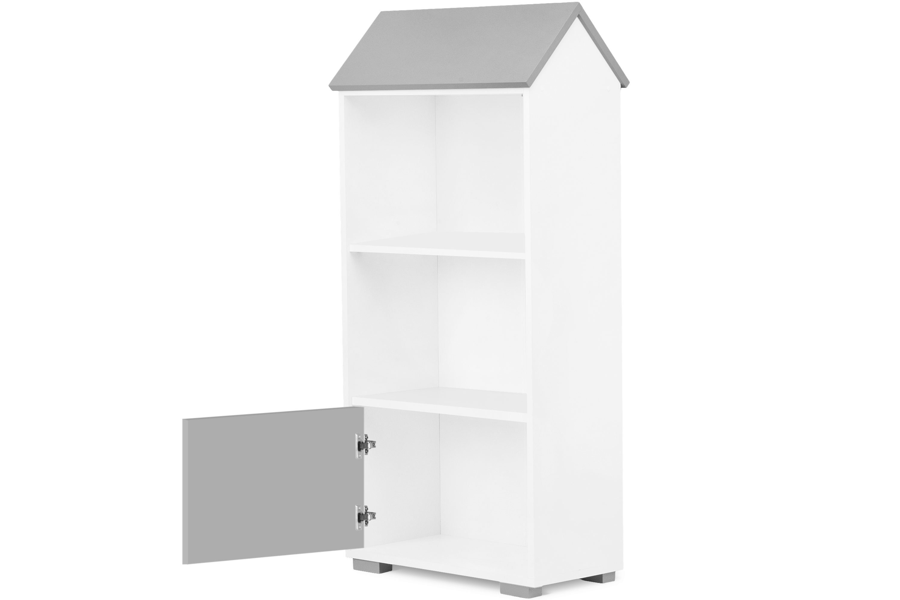 Kinderregal Konsimo Türen weiß/grau mit PABIS Bücherregal