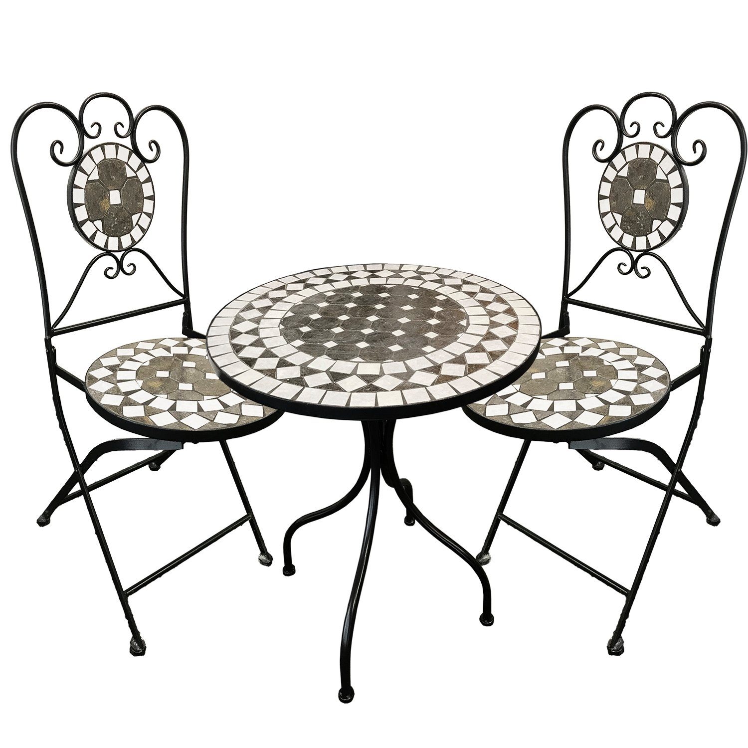 Mojawo Essgruppe 3tlg. Mosaik Sitzgruppe Gartengarnitur Ø60cm