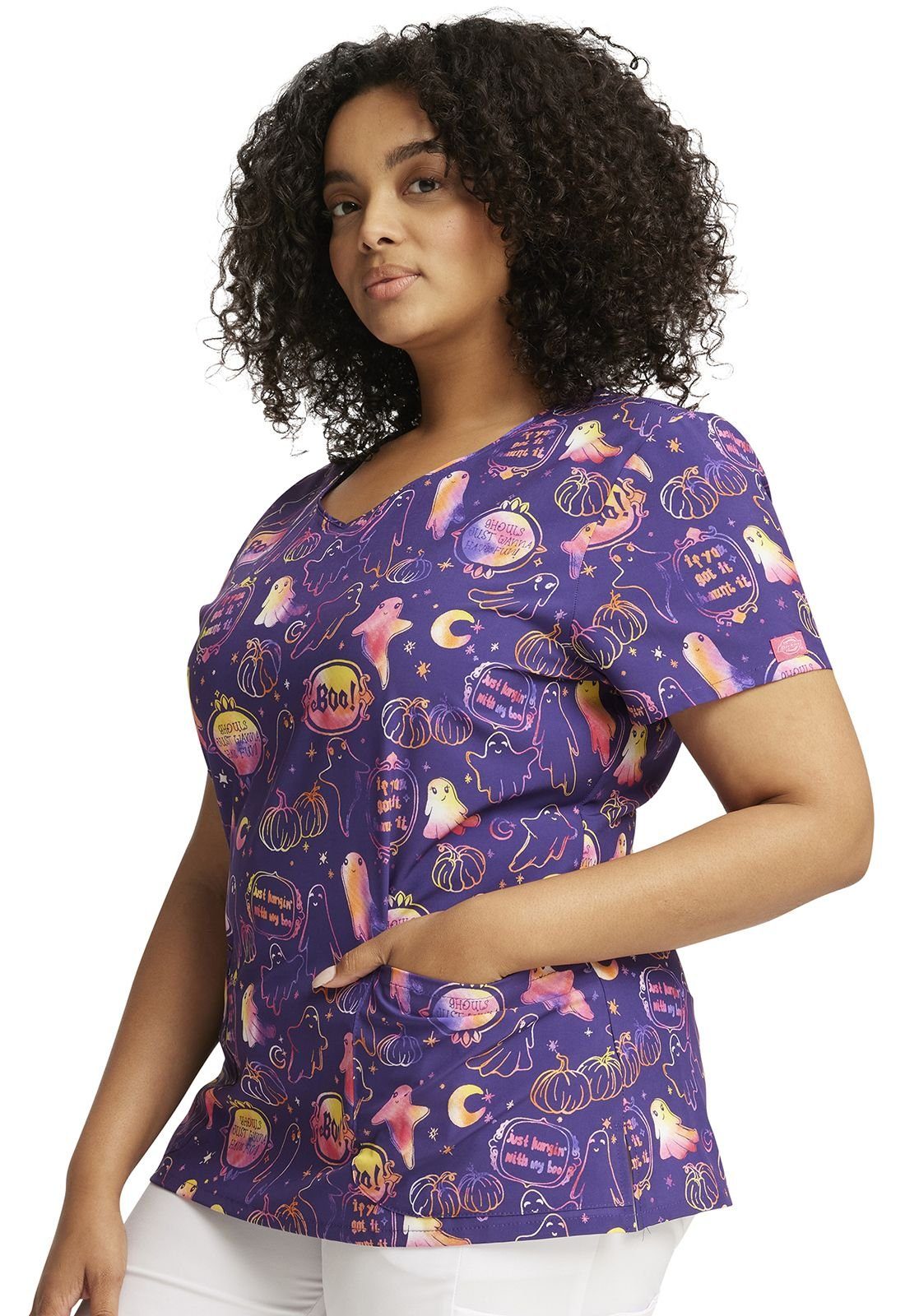 Dickies Funktionsbluse Bunt bedruckter Damen Kasack "lustige Geister" Kasack mit Motiv