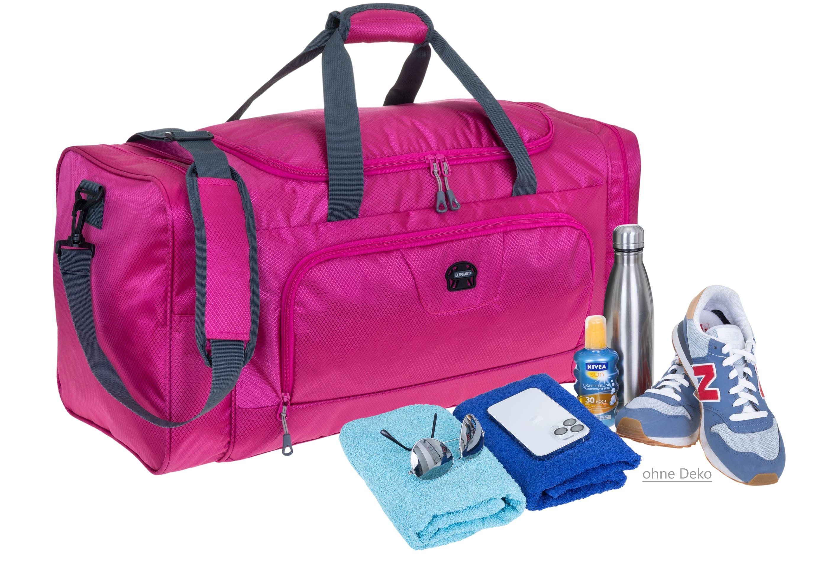 ELEPHANT Sporttasche groß Saunatasche Reisetasche Trainer XL 69 cm, 55 Liter Gym Tasche Fußballtasche XXL + Trinkflasche