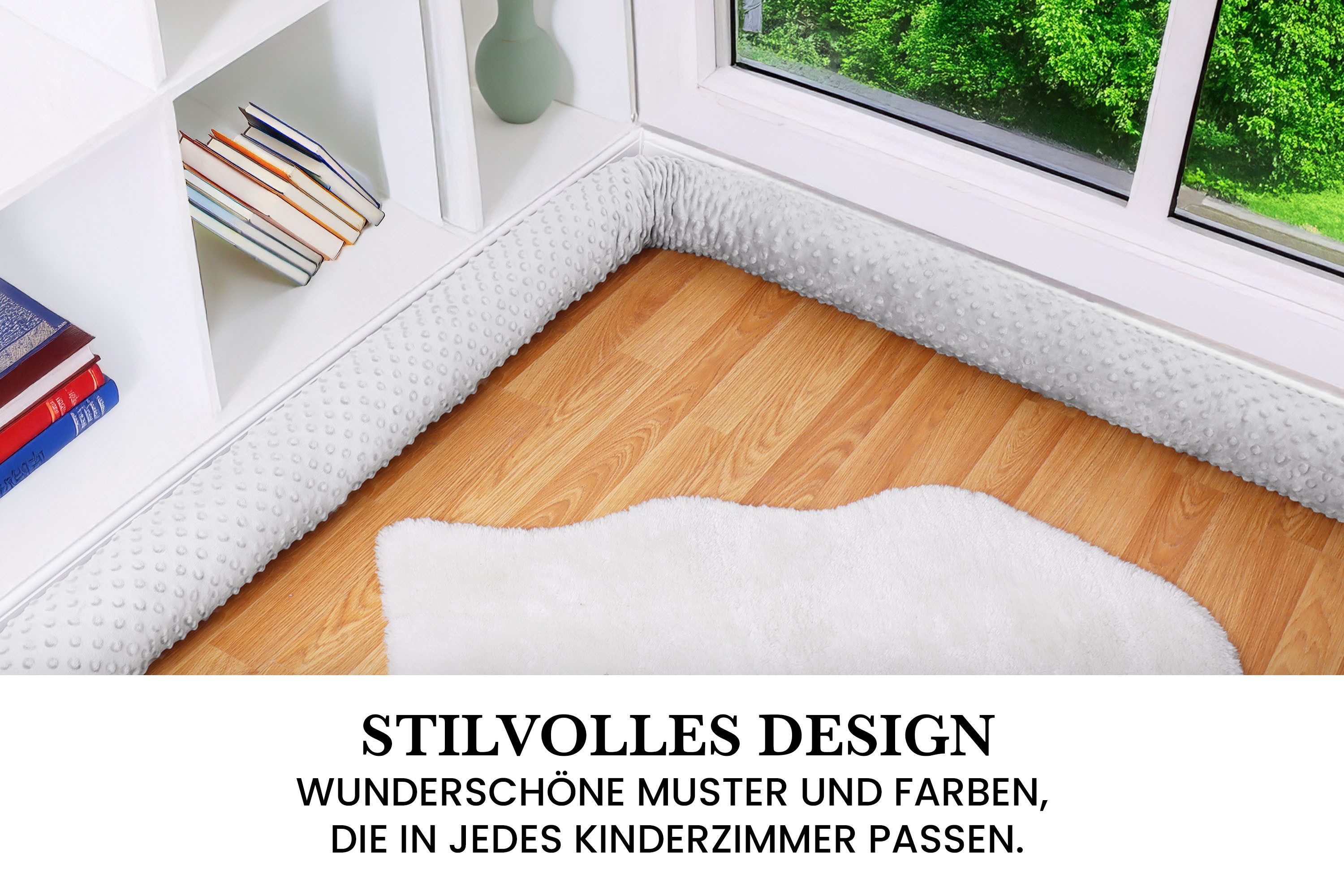 Amilian Nestchenschlange Bettschlange 210cm - Seitenschläferkissen - Nestschlangen, Nestchen - Bettumrandung als Kopfschutz - Kantenschutz für Babybett – Bild 4 von 5