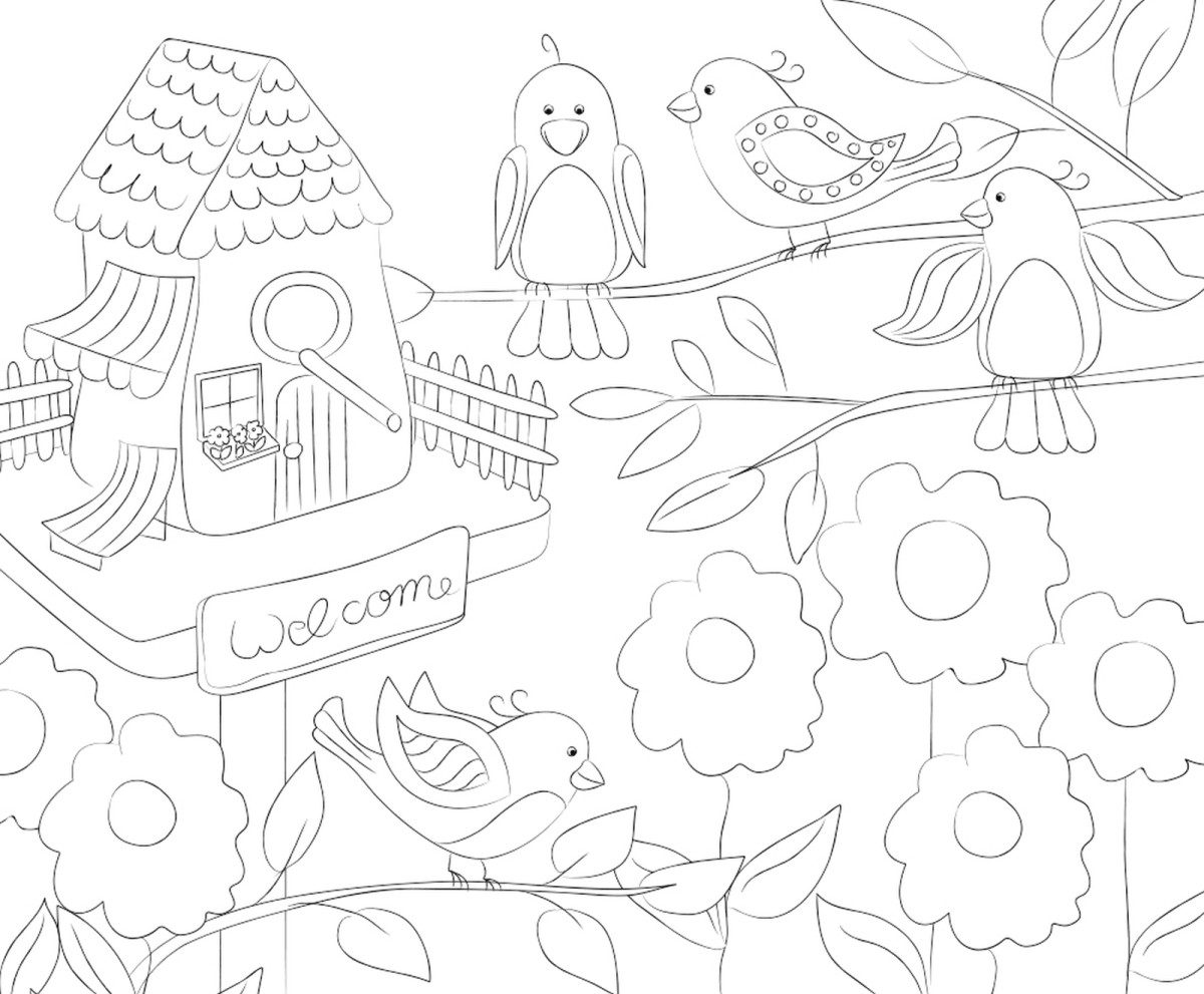 Ursus - Ludwig Bähr Zeichenpapier Ausmal-Tischset 33x40cm VE=5 Blatt Vögechen