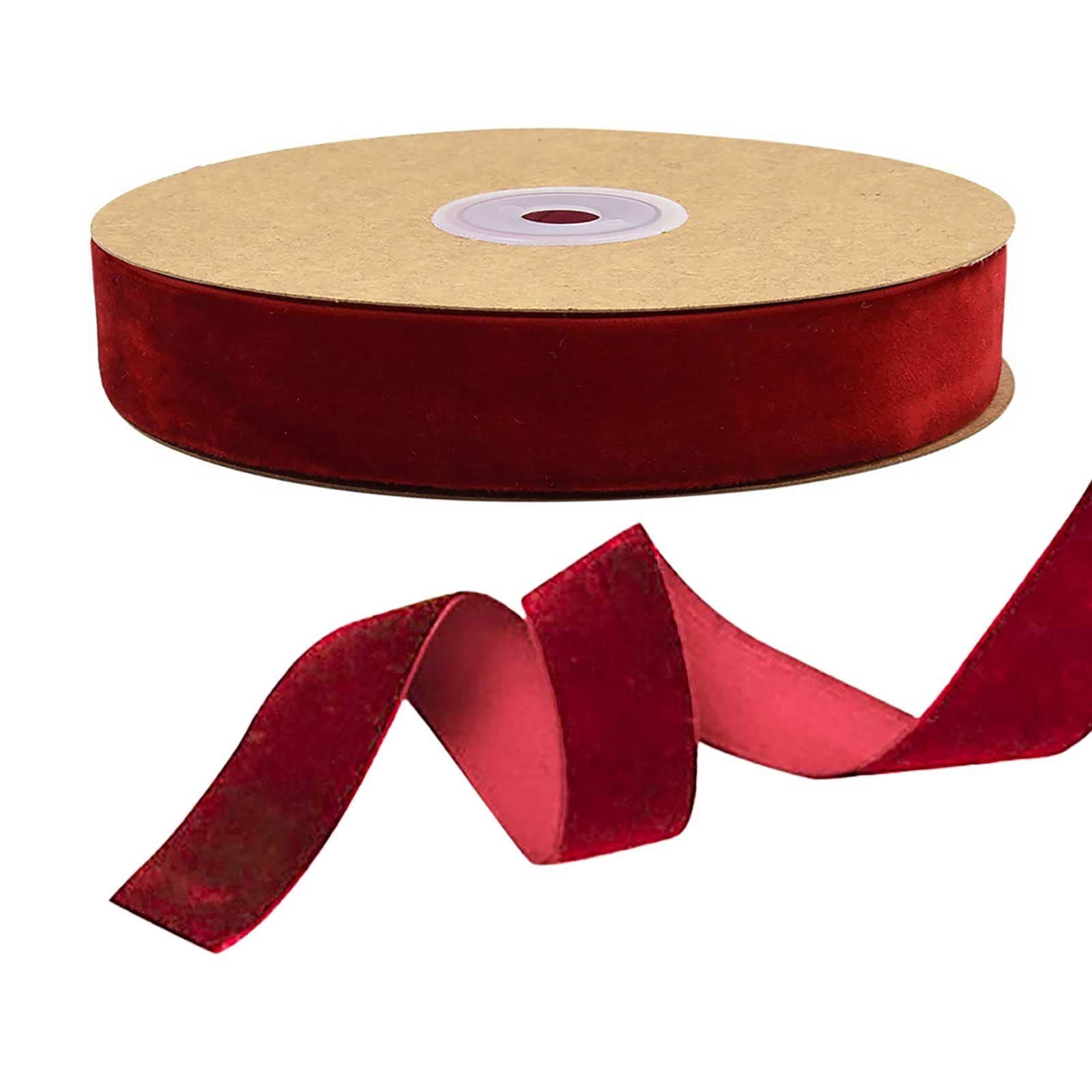 maDDma Samtband 10m Samtband 25mm breit Dekoband Zierband Stoffband Geschenkband, rot