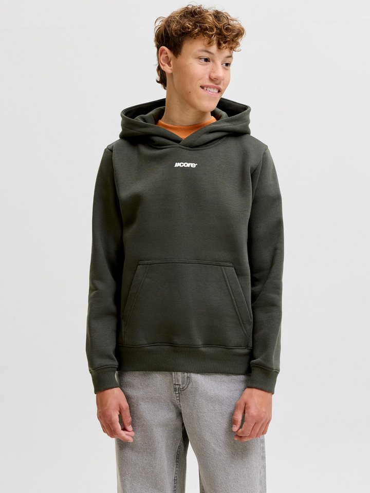 Jack & Jones Junior Kapuzensweatshirt JCOCLUB BACK SCRIPT SWEAT HOOD SN JNR Baumwollmischung, locker geschnitten