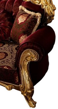 Casa Padrino Sofa Luxus Barock Sofa Bordeauxrot / Gold - Prunkvolles Wohnzimmer Sofa mit elegantem Muster - Barock Wohnzimmer Möbel
