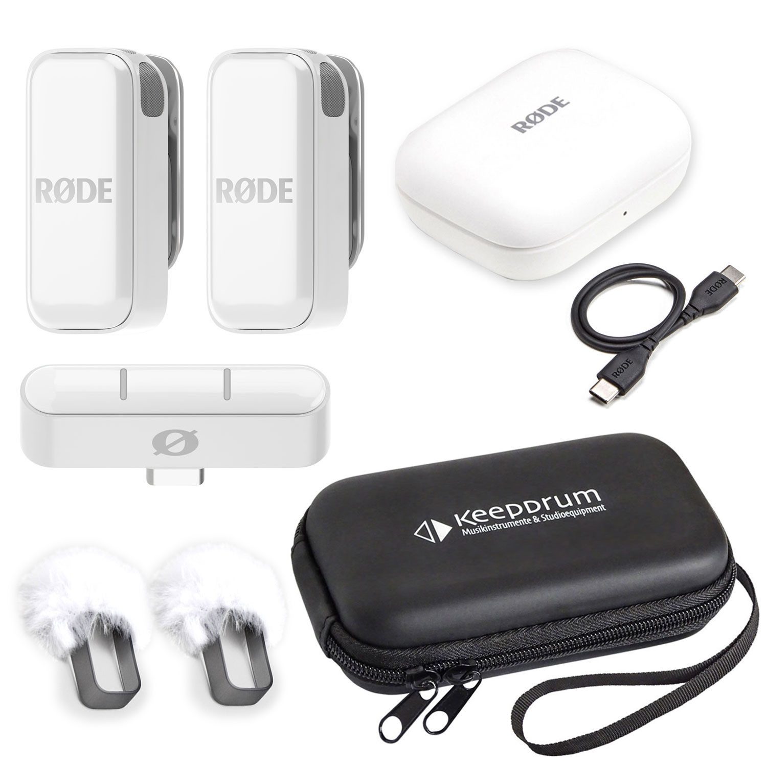 Rode Wireless Micro Drahtloses Mikrofon USB-C Weiss mit Soft-Case Digitales Aufnahmegerät
