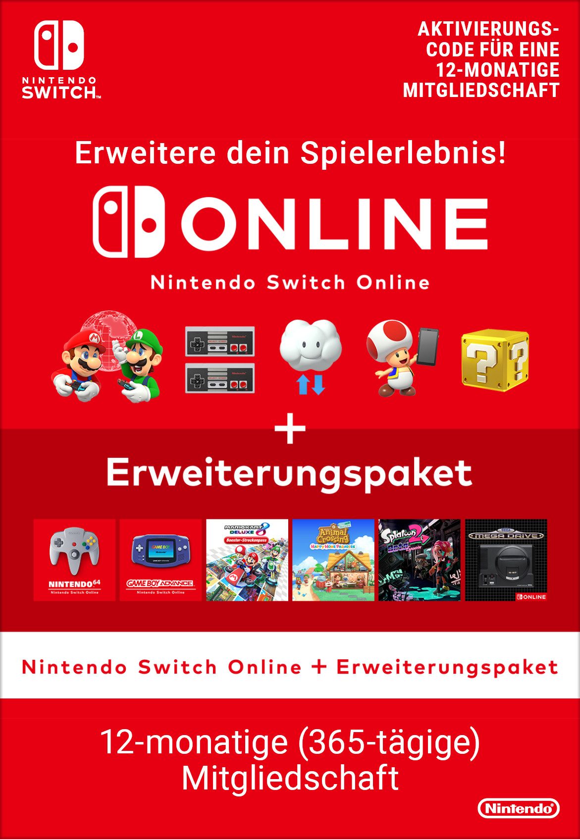 Nintendo Switch Online 365 + Erweiterungspaket (Download-Code), Nintendo Switch