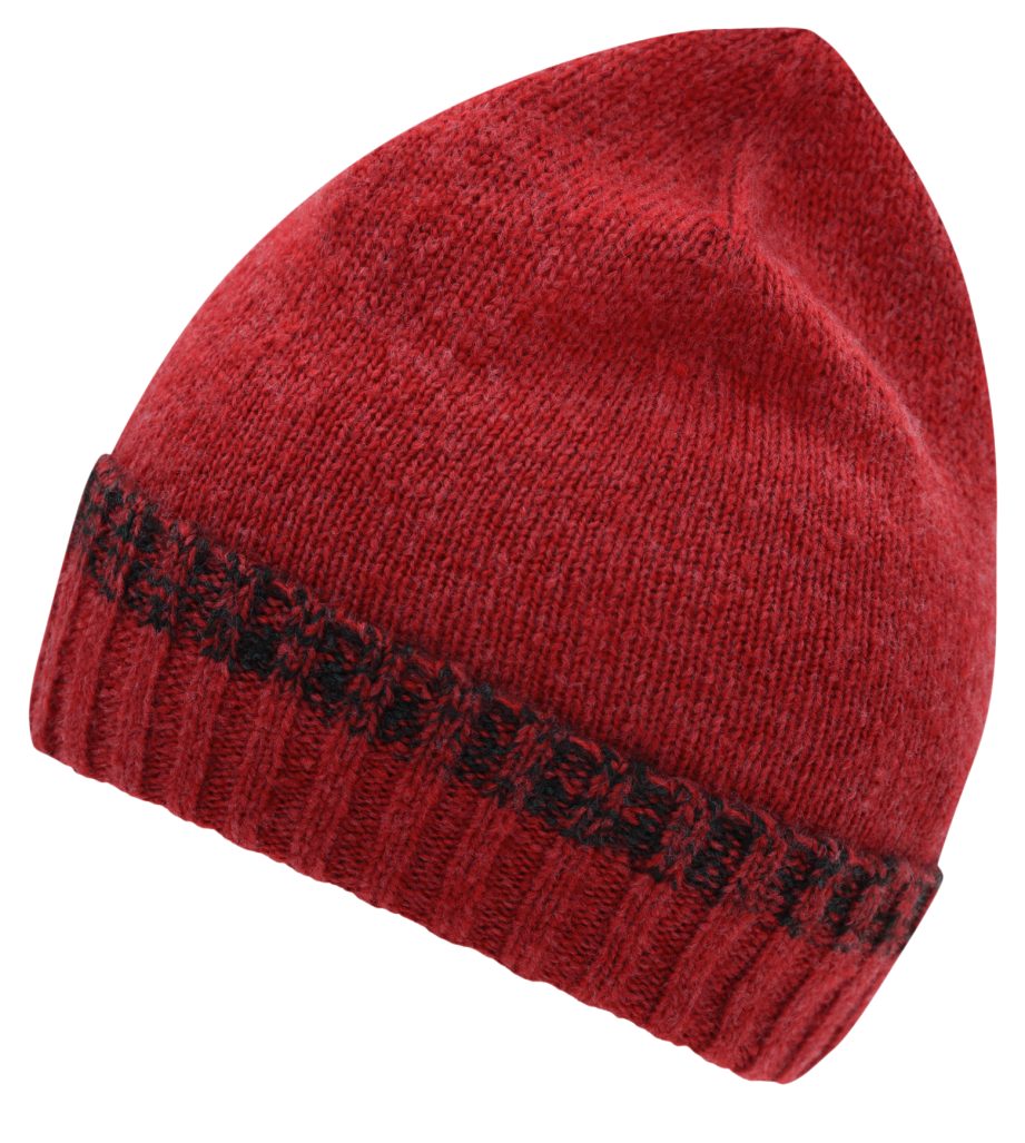 Myrtle Beach Strickmütze Traditional Beanie Melierte Strickmütze mit Krempe MB7116 Effektvolle Akzente durch zweifarbiges Ripp-Design