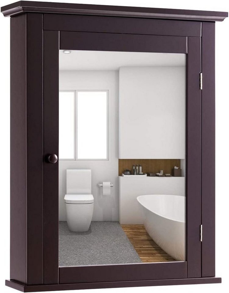 KOMFOTTEU Spiegelschrank Badezimmerspiegel mit Tür, 56 x 15 x 69,5 cm