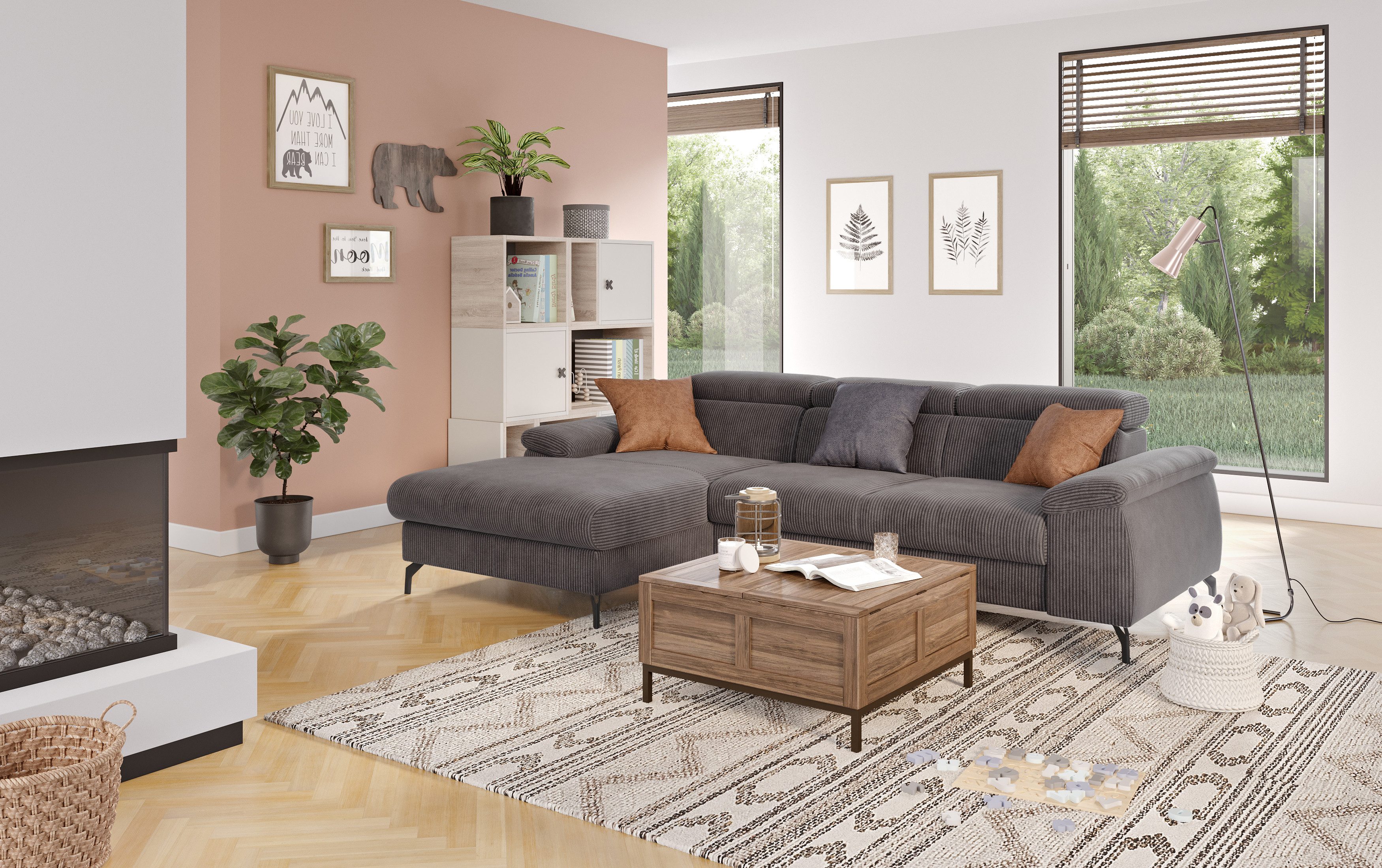 COTTA Ecksofa "Kitty L-Form, B: 242 cm" mit Kopfteilverstellung, optional B günstig online kaufen