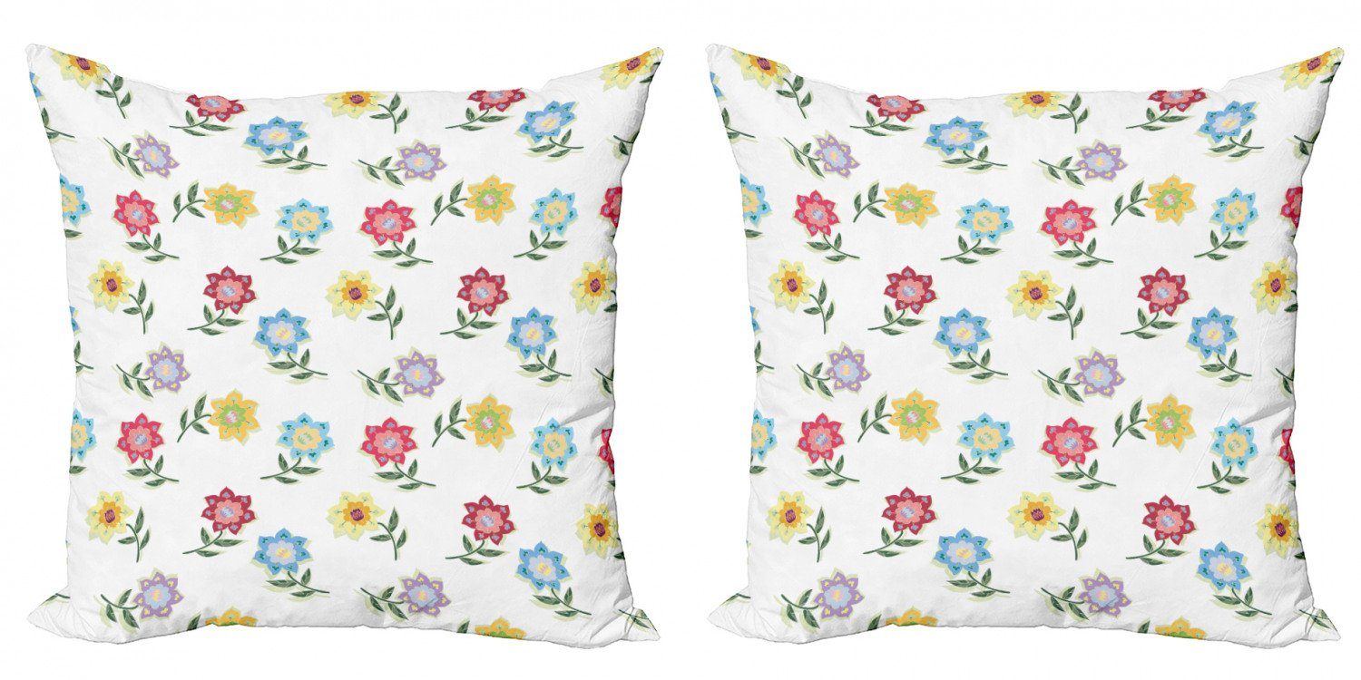 Kissenbezüge Modern Accent Doppelseitiger Digitaldruck, Abakuhaus (2 Stück), Blumen Zipfelblumenblatt-Blatt-Kunst