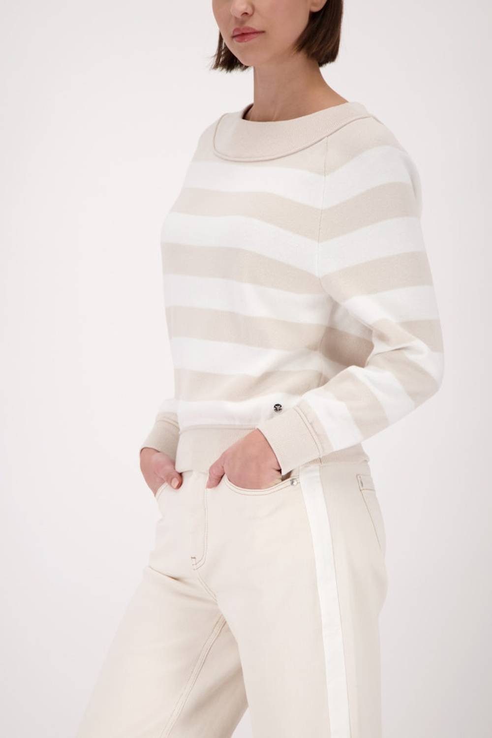Monari Rundhalspullover 410289 Stilvoller Streifen-Look für zeitlose Eleganz