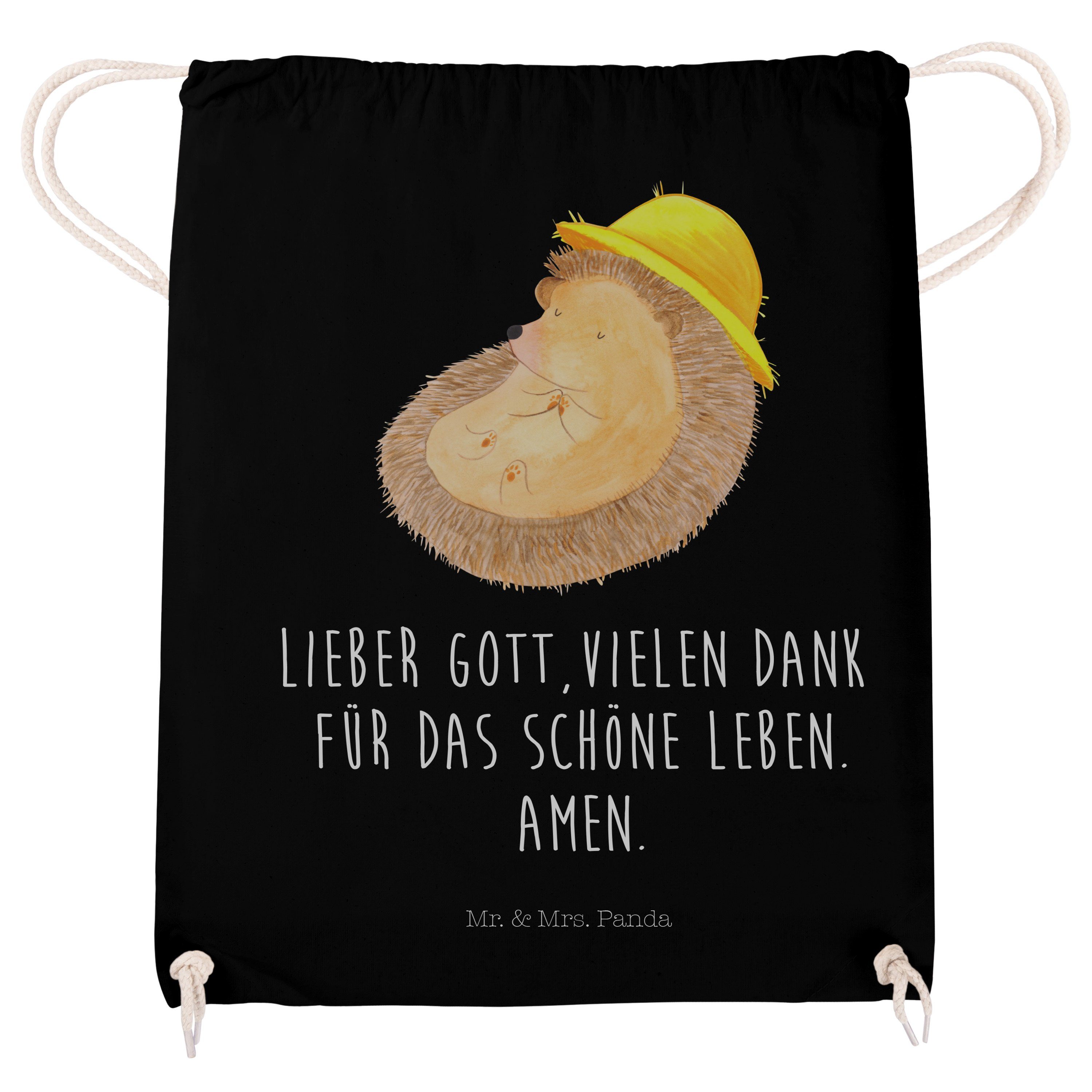 - Igel betet - Sporttasche Gute Tierm Amen, Mrs. Schwarz Sportbeutel, (1-tlg) Panda Geschenk, & Mr. Laune,