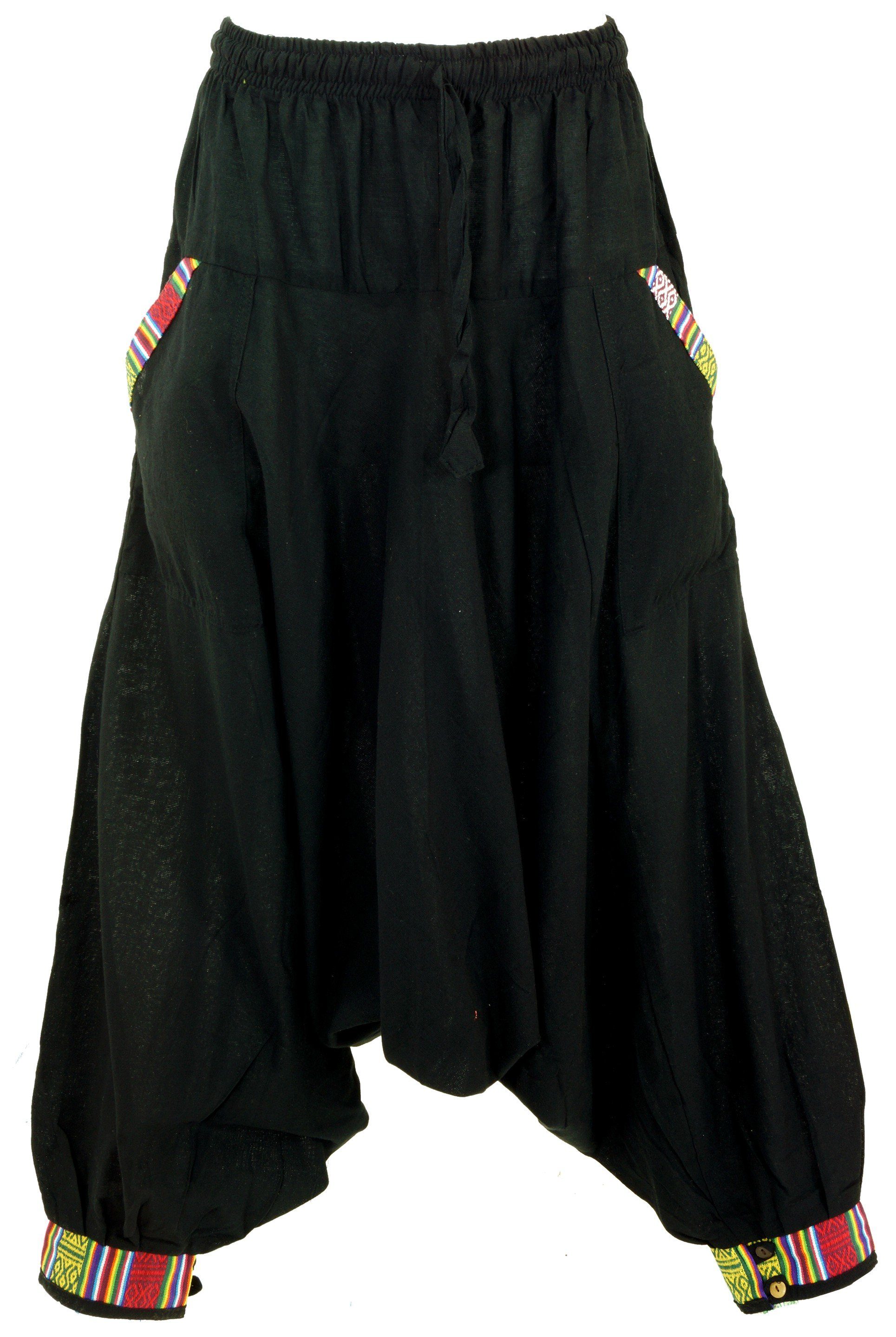 Guru-Shop Relaxhose Pluderhose, Aladinhose Nepali - schwarz alternative Bekleidung, Ethno Style