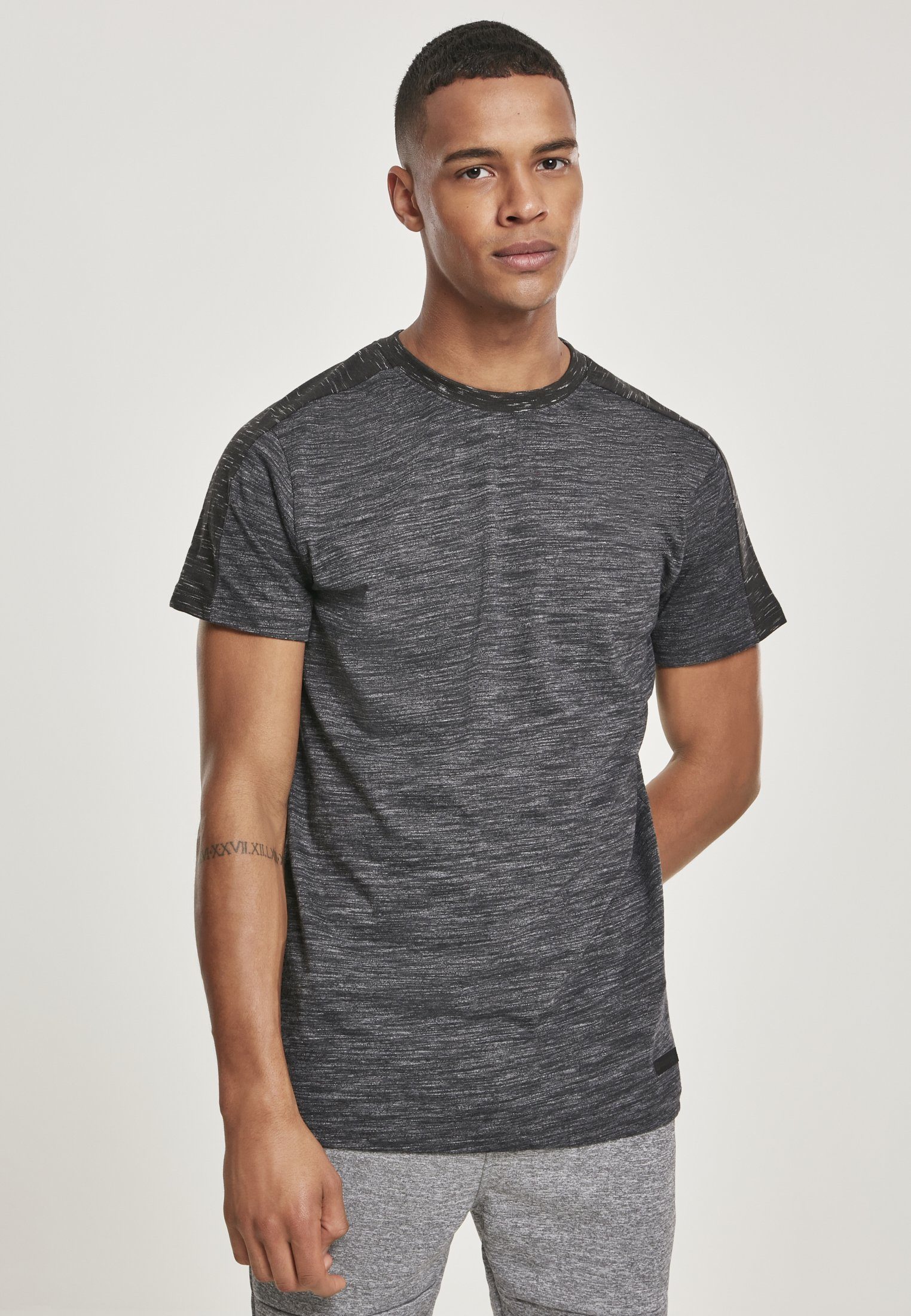 Southpole Kurzarmshirt Herren Shoulder Panel Tech Tee (1-tlg) marled charcoal | T-Shirts