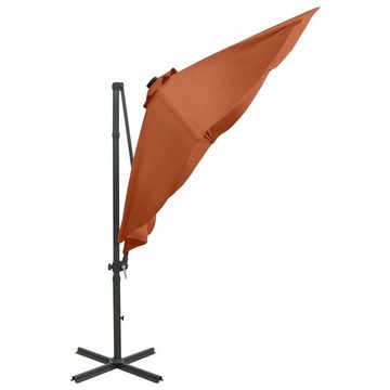 vidaXL Sonnenschirm Ampelschirm mit Mast und LED-Leuchten Terracotta-Rot 300 cm