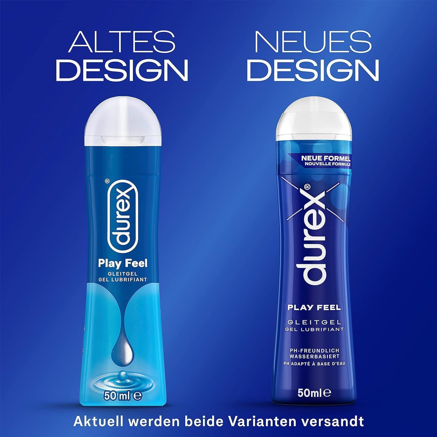 durex Gleitgel Play Feel & Strawberry (2 x 50ml), Ausprobierpaket für Sie und Ihn, 2-tlg.