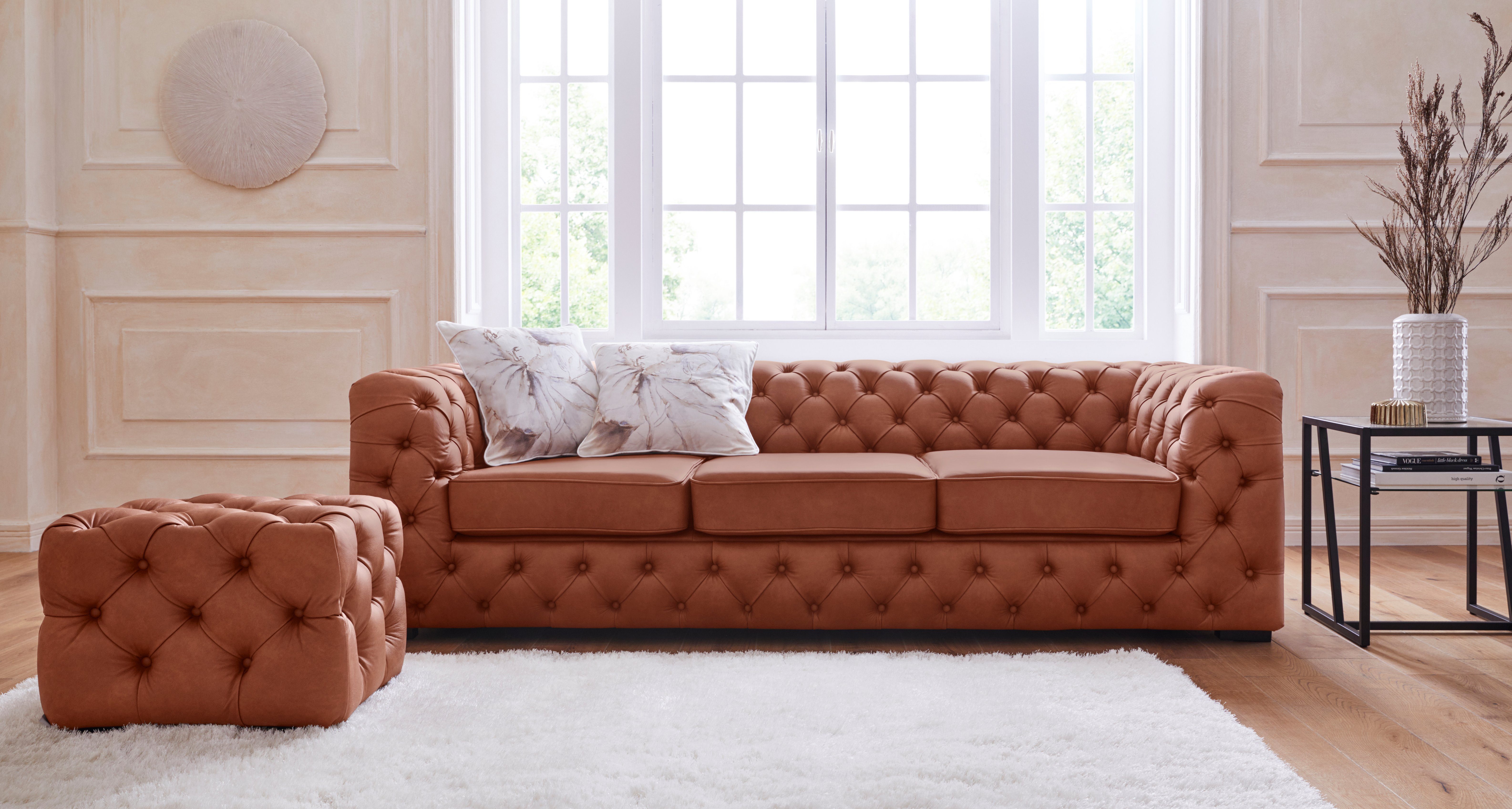 Home affaire Chesterfield-Sofa Kalina, klassische Chesterfield-Knopfheftung günstig online kaufen
