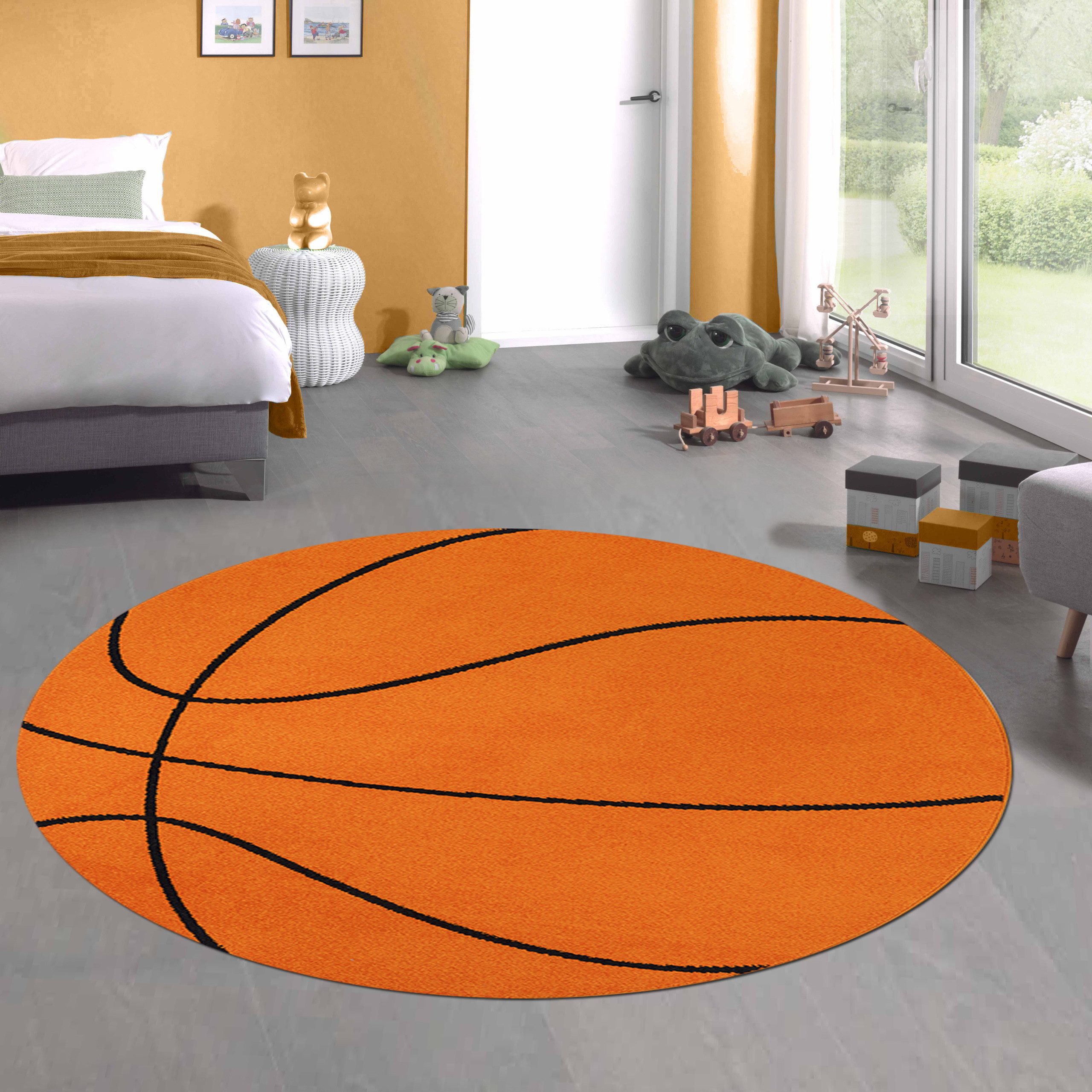 Carpetia Kinderteppich Runder Basketball-Teppich Sportliches Design in Oran günstig online kaufen