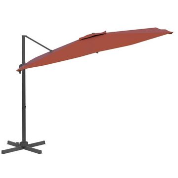 vidaXL Balkonsichtschutz Ampelschirm mit Aluminium-Mast Terrakotta 400x300 cm