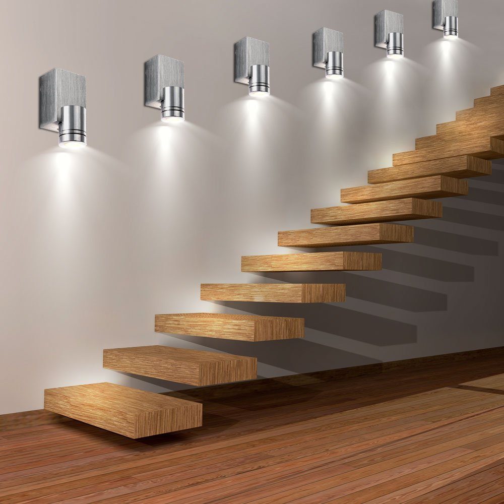etc-shop LED Wandleuchte, LED-Leuchtmittel fest verbaut, Warmweiß, 6er Set  LED Wand Spot Leuchten Wohn Ess Zimmer Beleuchtung Treppenhaus