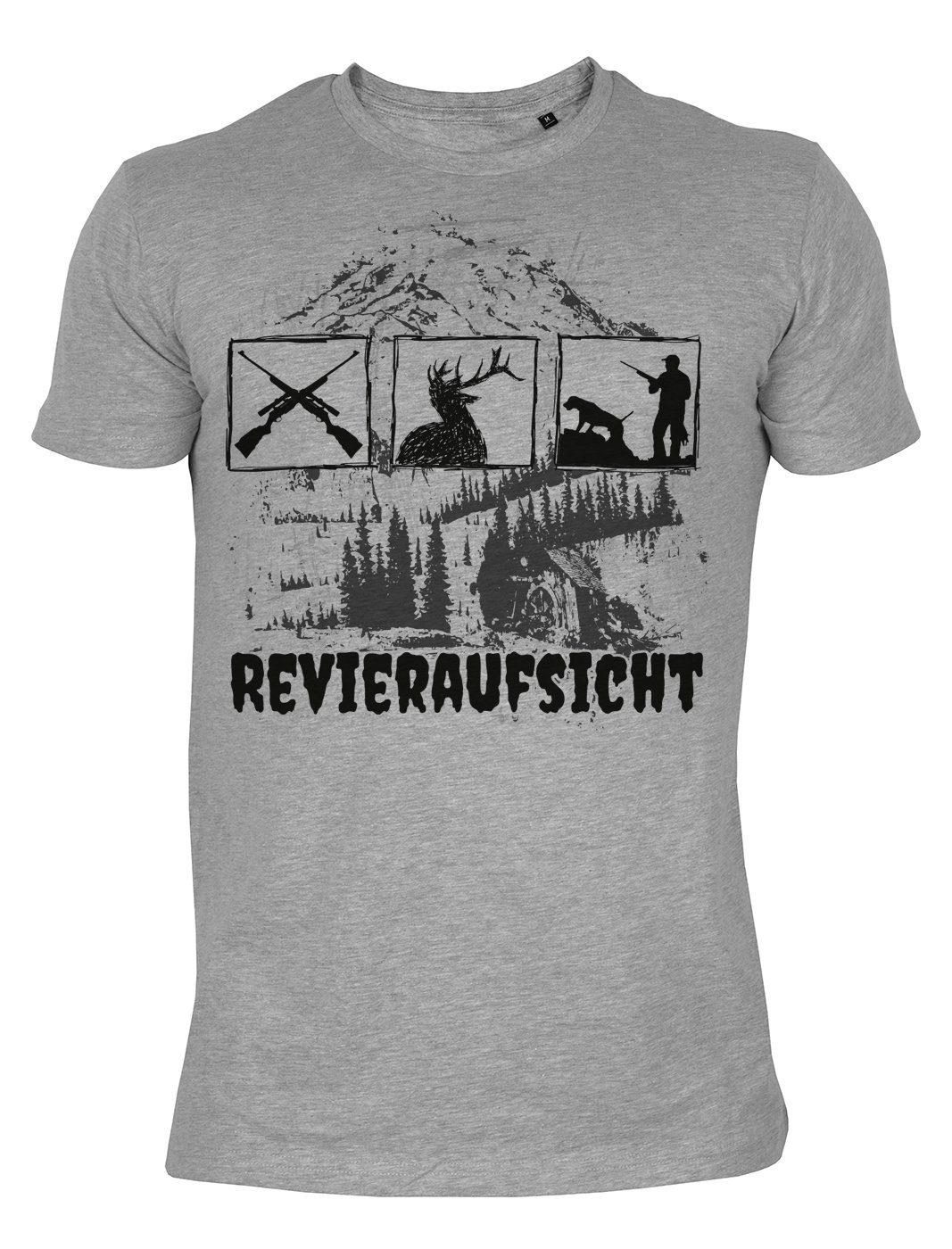 Tini - Shirts T-Shirt : Revieraufsicht Motiv Jäger Hirsch Shirt Jäger Sprüche